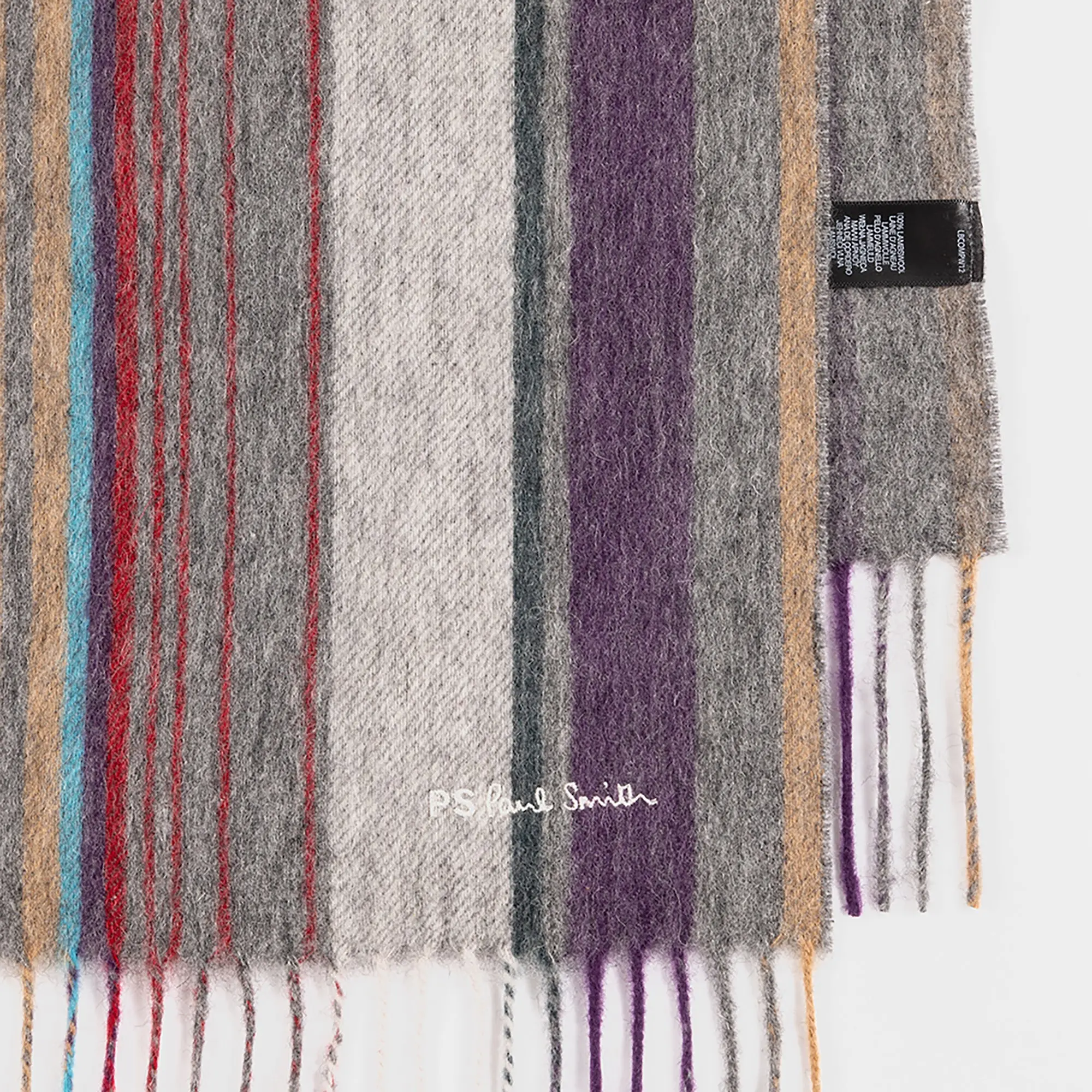 Product image 2 of 4 of Paul Smith Men's Wool Multi Colour Stripe Scarf - Grey