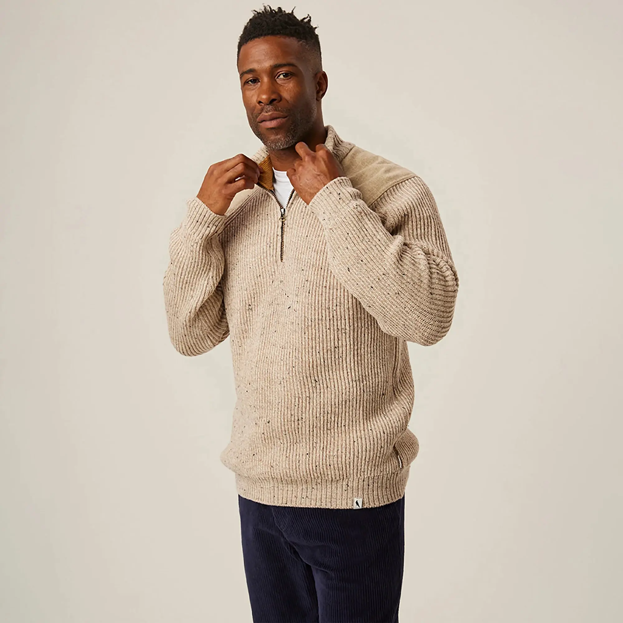Product image 2 of 7 of Peregrine Men's Foxton Made In England Quarter Zip Jumper - Oatmeal