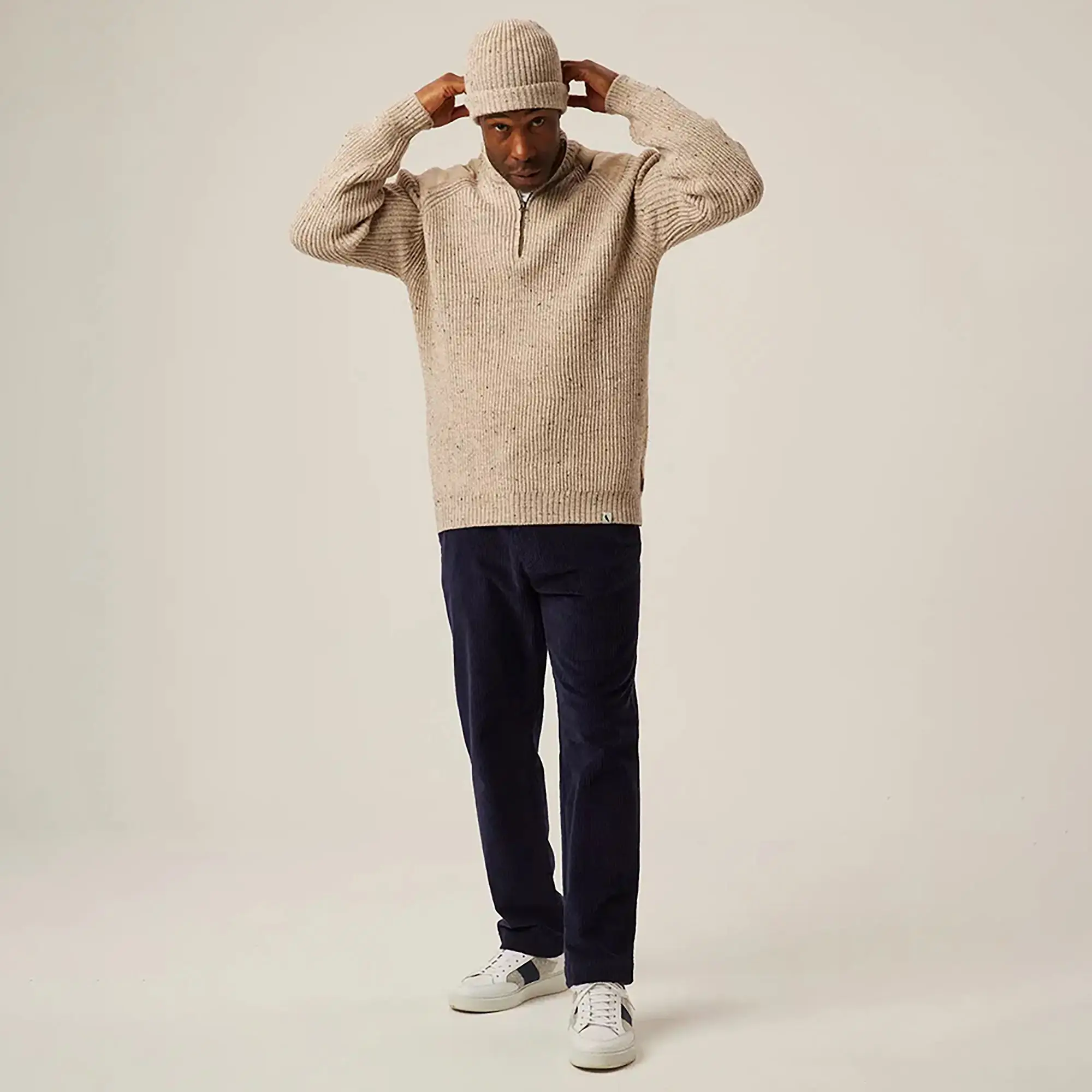 Product image 3 of 7 of Peregrine Men's Foxton Made In England Quarter Zip Jumper - Oatmeal