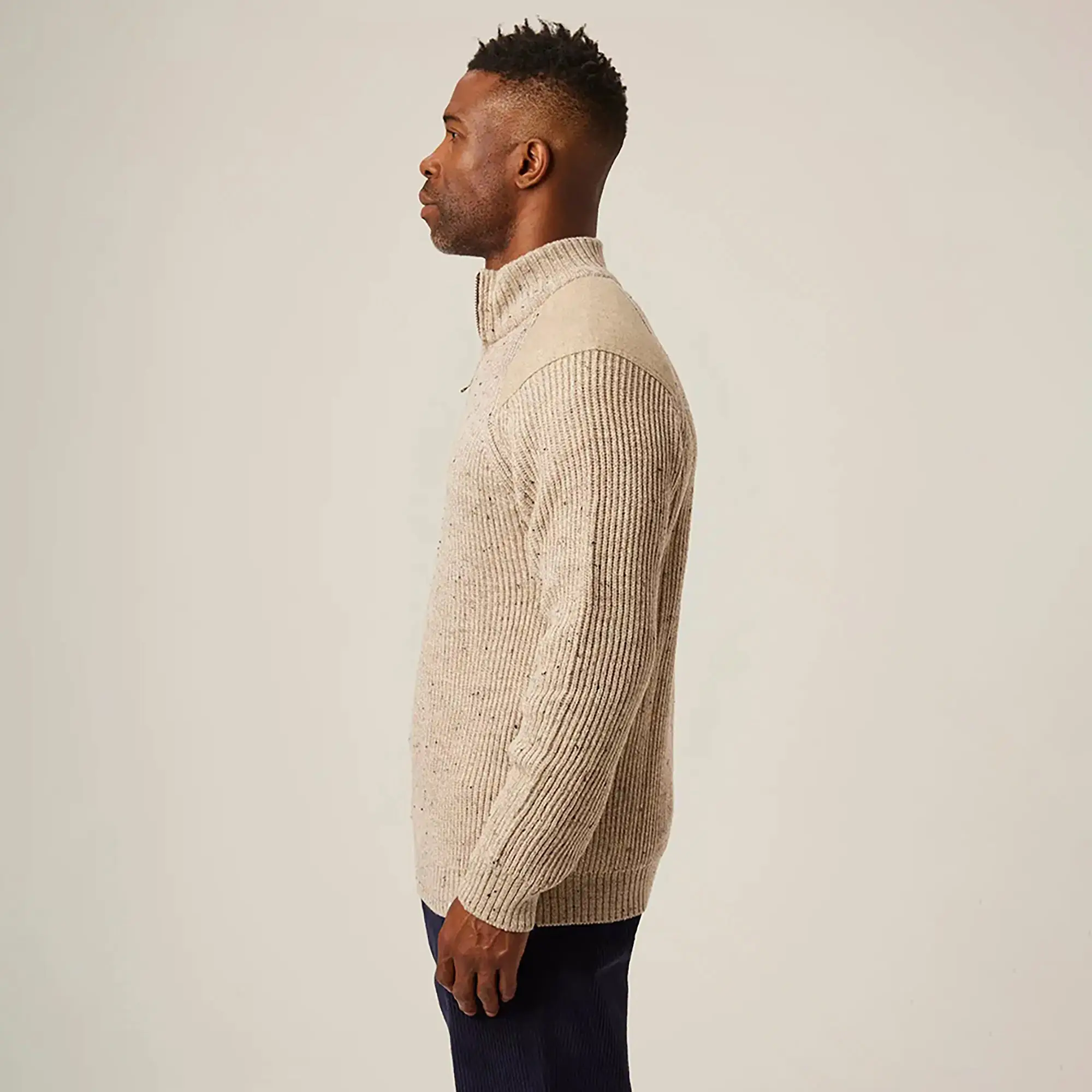 Product image 4 of 7 of Peregrine Men's Foxton Made In England Quarter Zip Jumper - Oatmeal