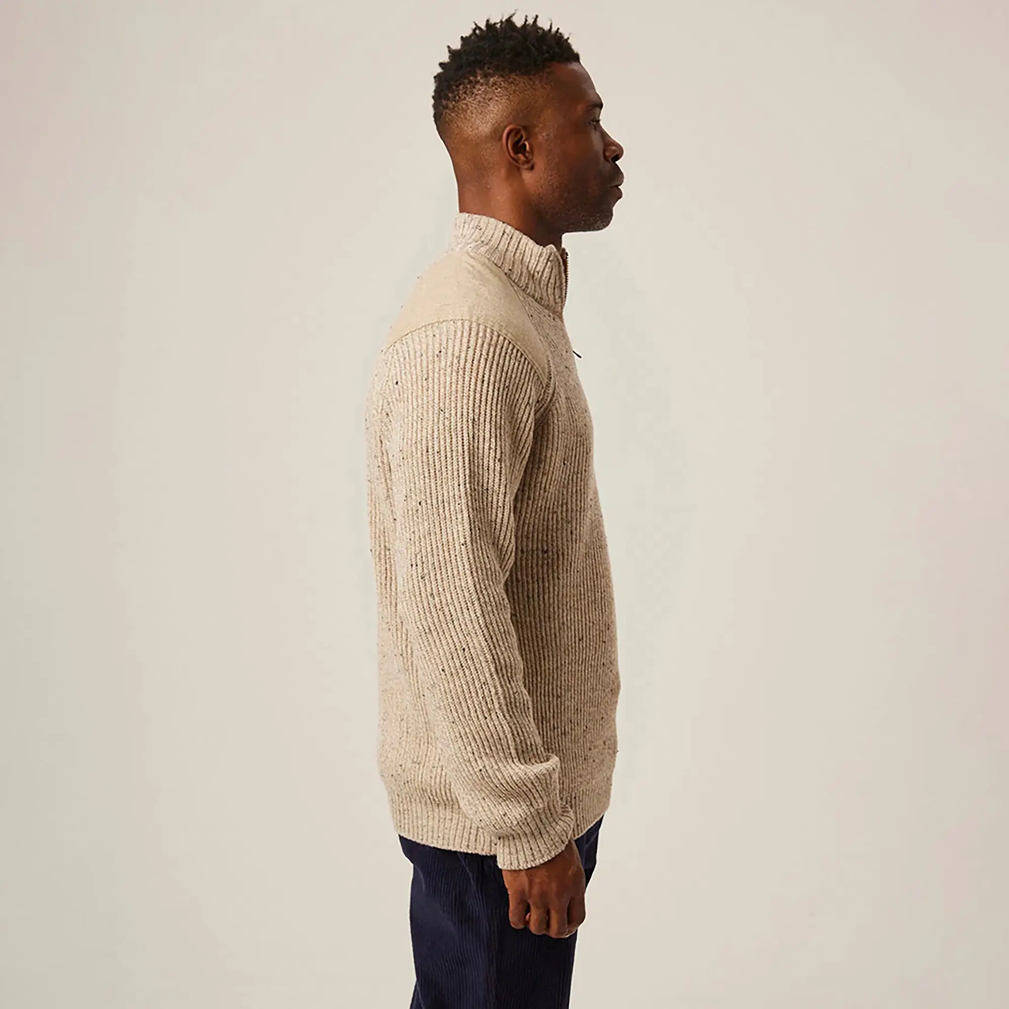 Product image 5 of 7 of Peregrine Men's Foxton Made In England Quarter Zip Jumper - Oatmeal