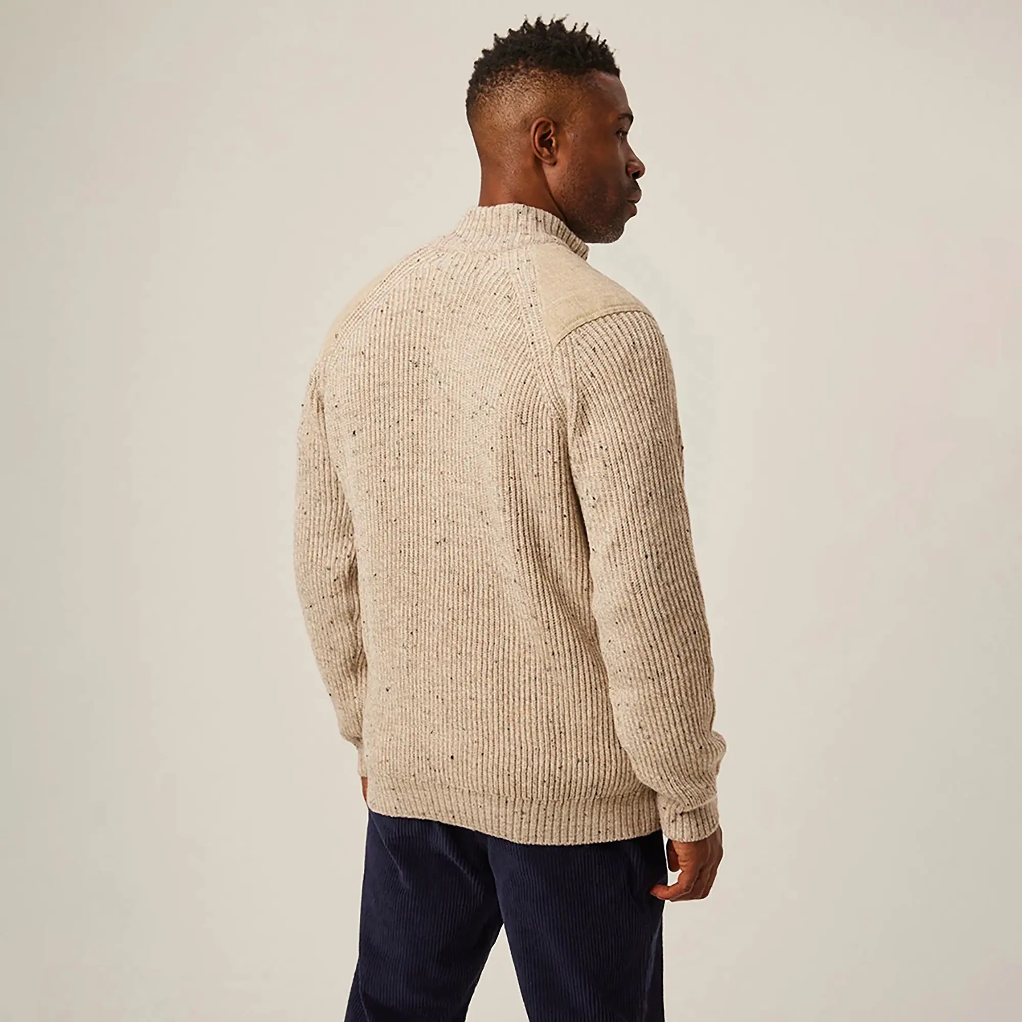 Product image 6 of 7 of Peregrine Men's Foxton Made In England Quarter Zip Jumper - Oatmeal