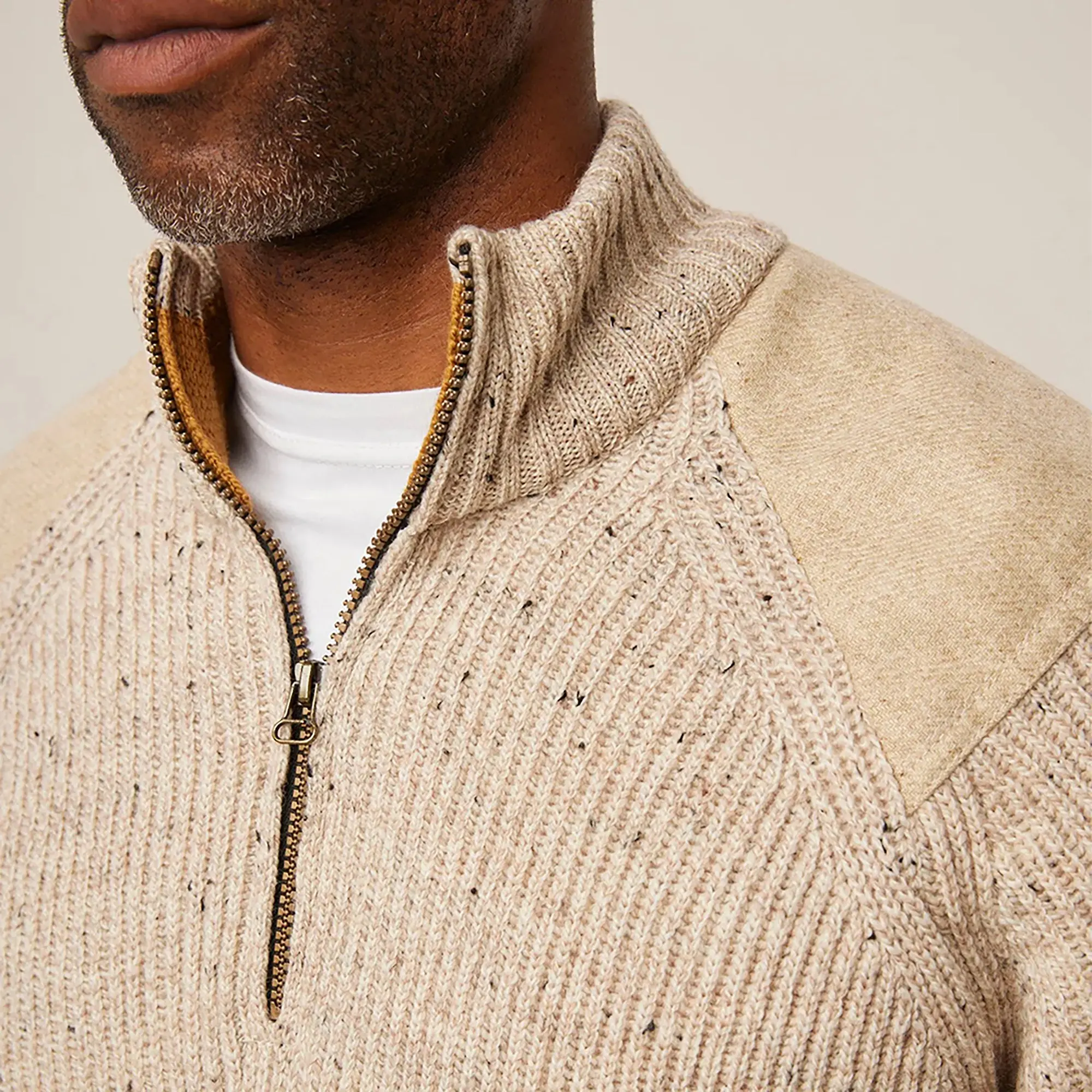 Product image 7 of 7 of Peregrine Men's Foxton Made In England Quarter Zip Jumper - Oatmeal