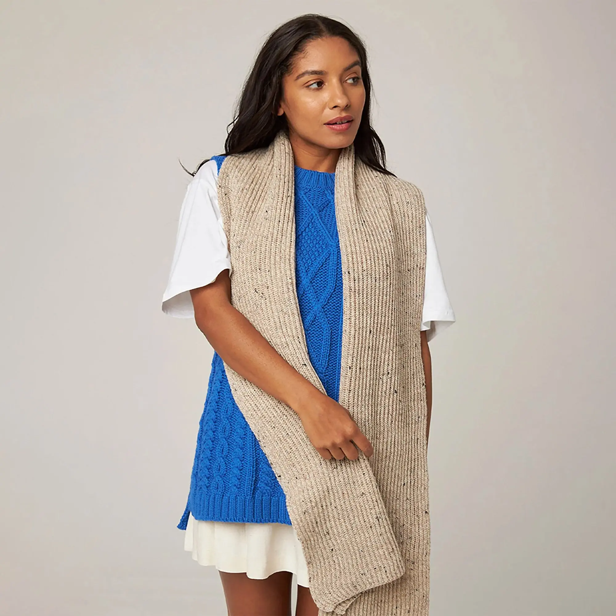 Product image 2 of 7 of Peregrine Porter Made In England Ribbed Scarf - Oatmeal