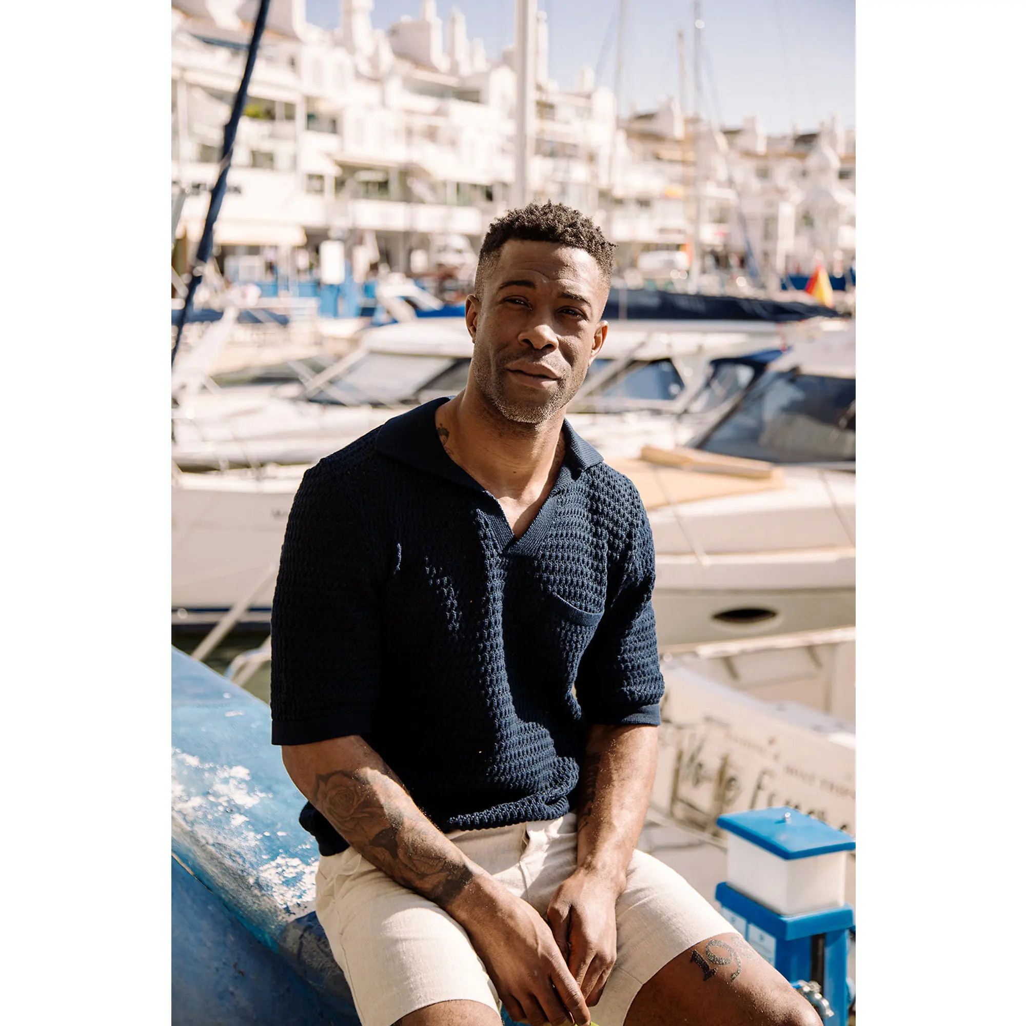 Product image 7 of 10 of Peregrine Men's Island Crochet Polo Shirt - Navy