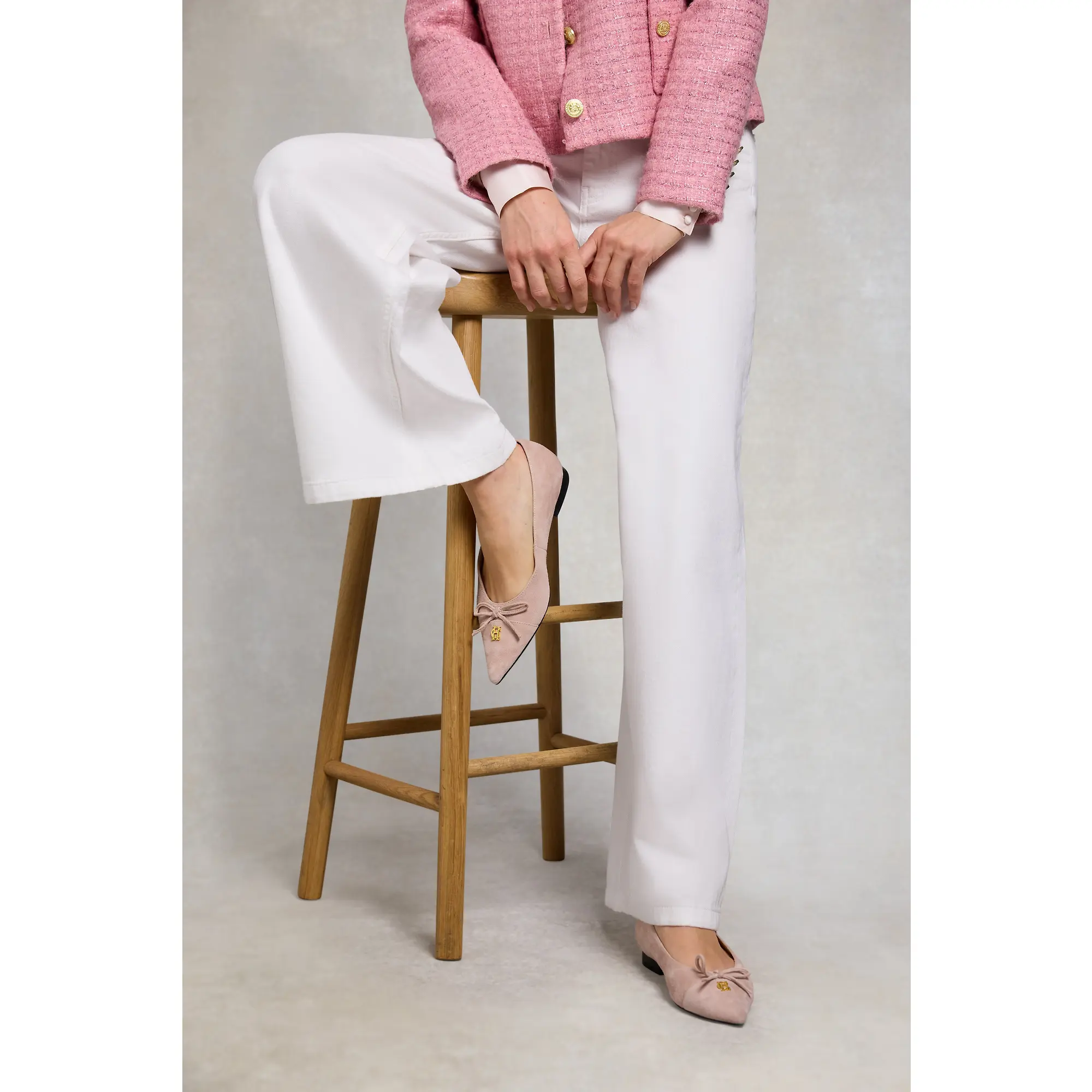 Product image 3 of 7 of Holland Cooper Women's Pointed Ballet Shoes - Blush Suede