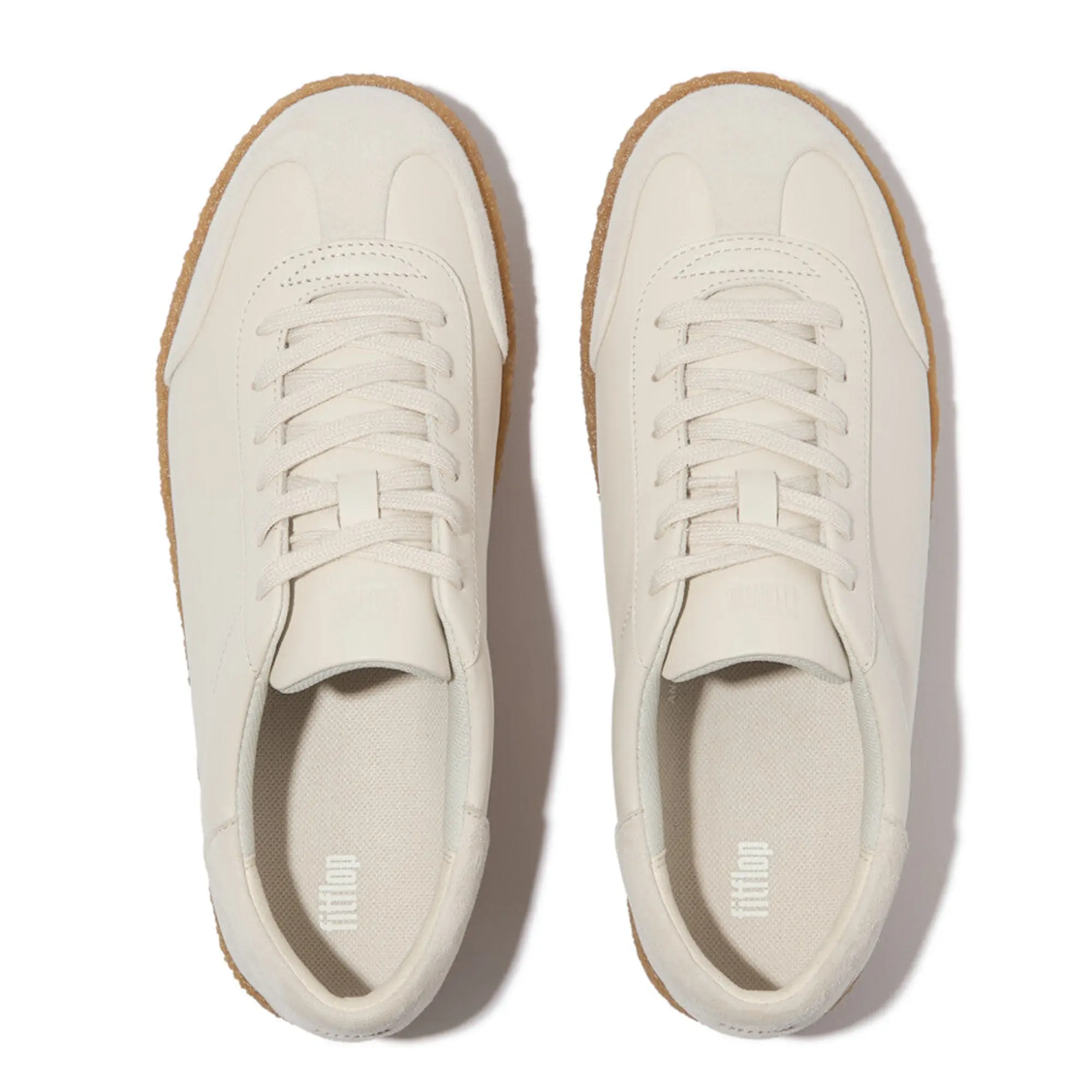 Product image 2 of 8 of FitFlop Women's RALLY T-TOE Leather/Suede Crepe Trainers - Paris Beige