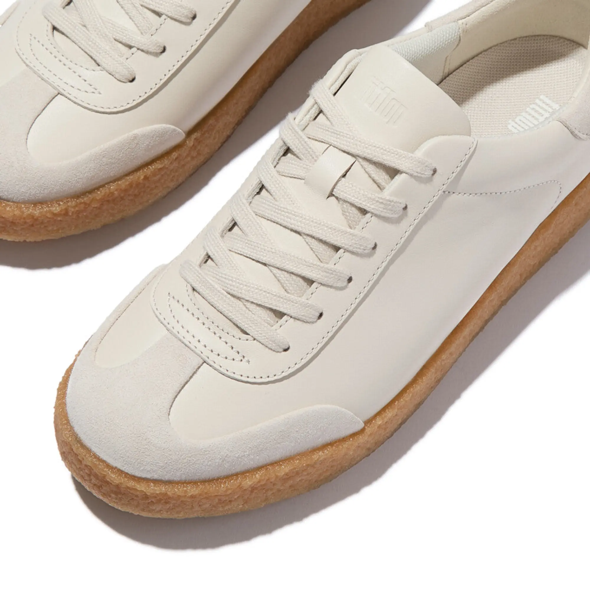 Product image 3 of 8 of FitFlop Women's RALLY T-TOE Leather/Suede Crepe Trainers - Paris Beige