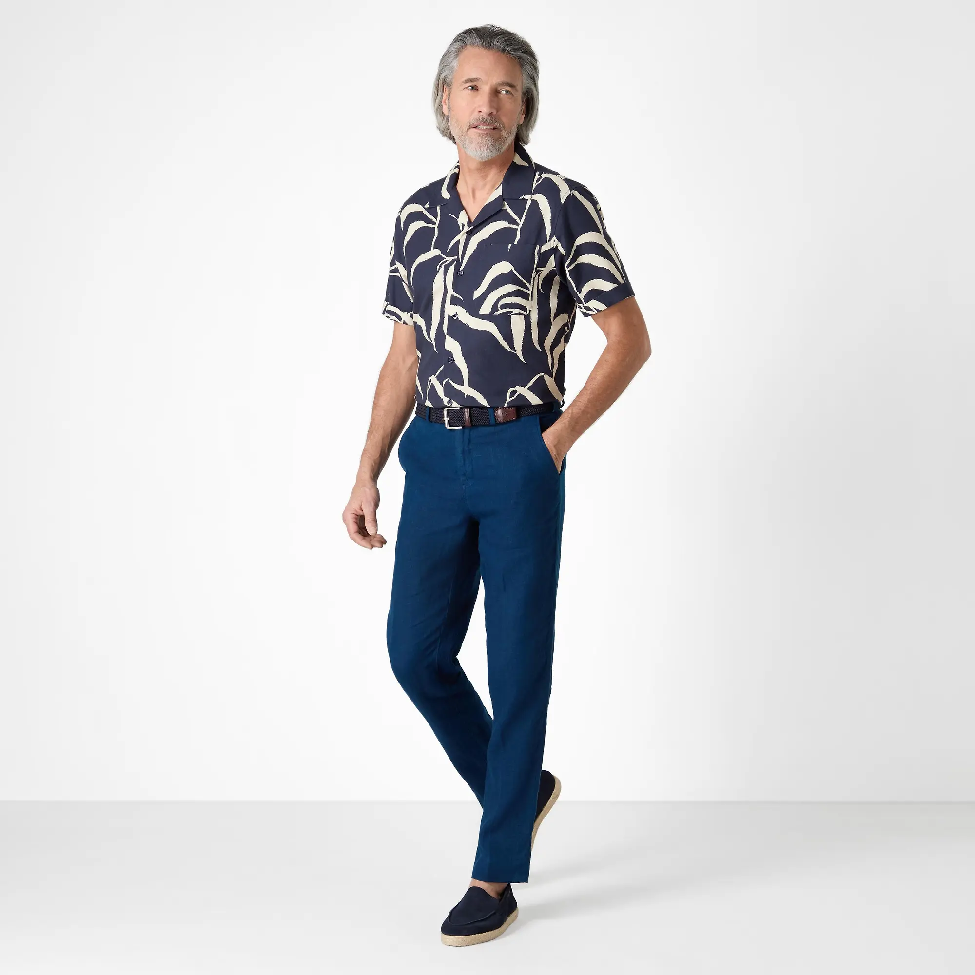 Product image 8 of 8 of Oliver Sweeney Men's Ravenshead Riviera Cotton Shirt - Navy Print