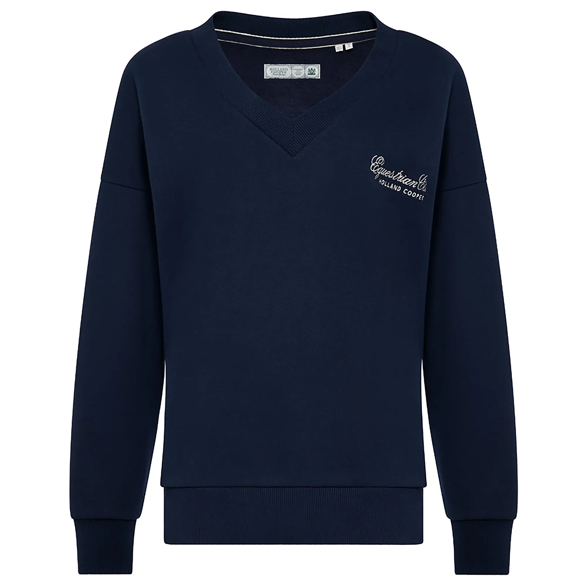 Product image 1 of 9 of Holland Cooper Women's Relaxed Fit V-Neck Sweat - Ink Navy Ecru