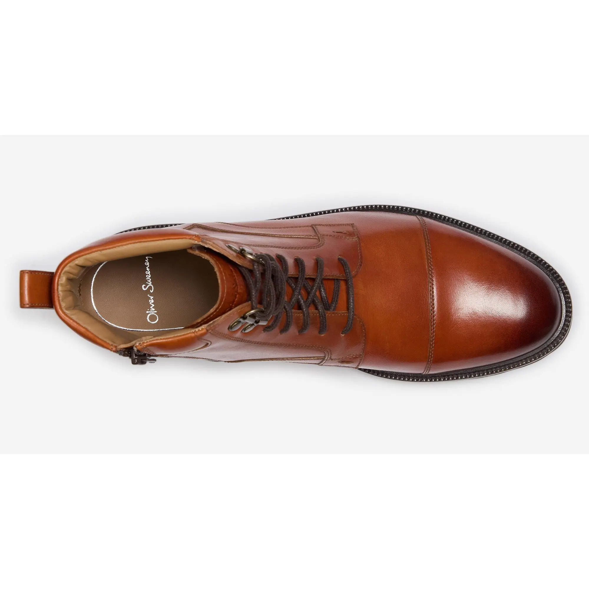 Product image 4 of 5 of Oliver Sweeney Men's Runcorn Antiqued Leather Toe Cap Side Zip Boots - Tan