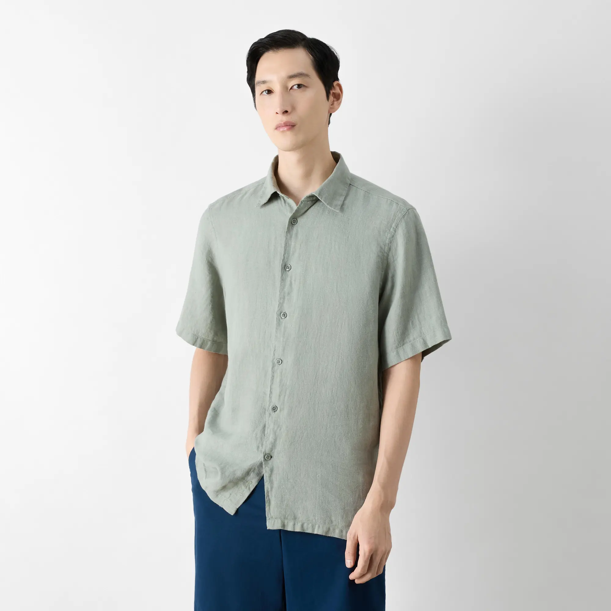 Product image 2 of 6 of Oliver Sweeney Men's Somerton 100% Linen Short Sleeved Shirt - Sage