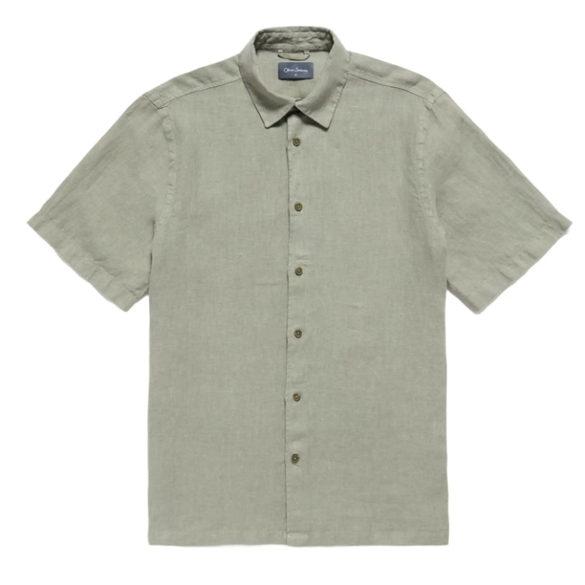 Product image 1 of 6 of Oliver Sweeney Men's Somerton 100% Linen Short Sleeved Shirt - Sage