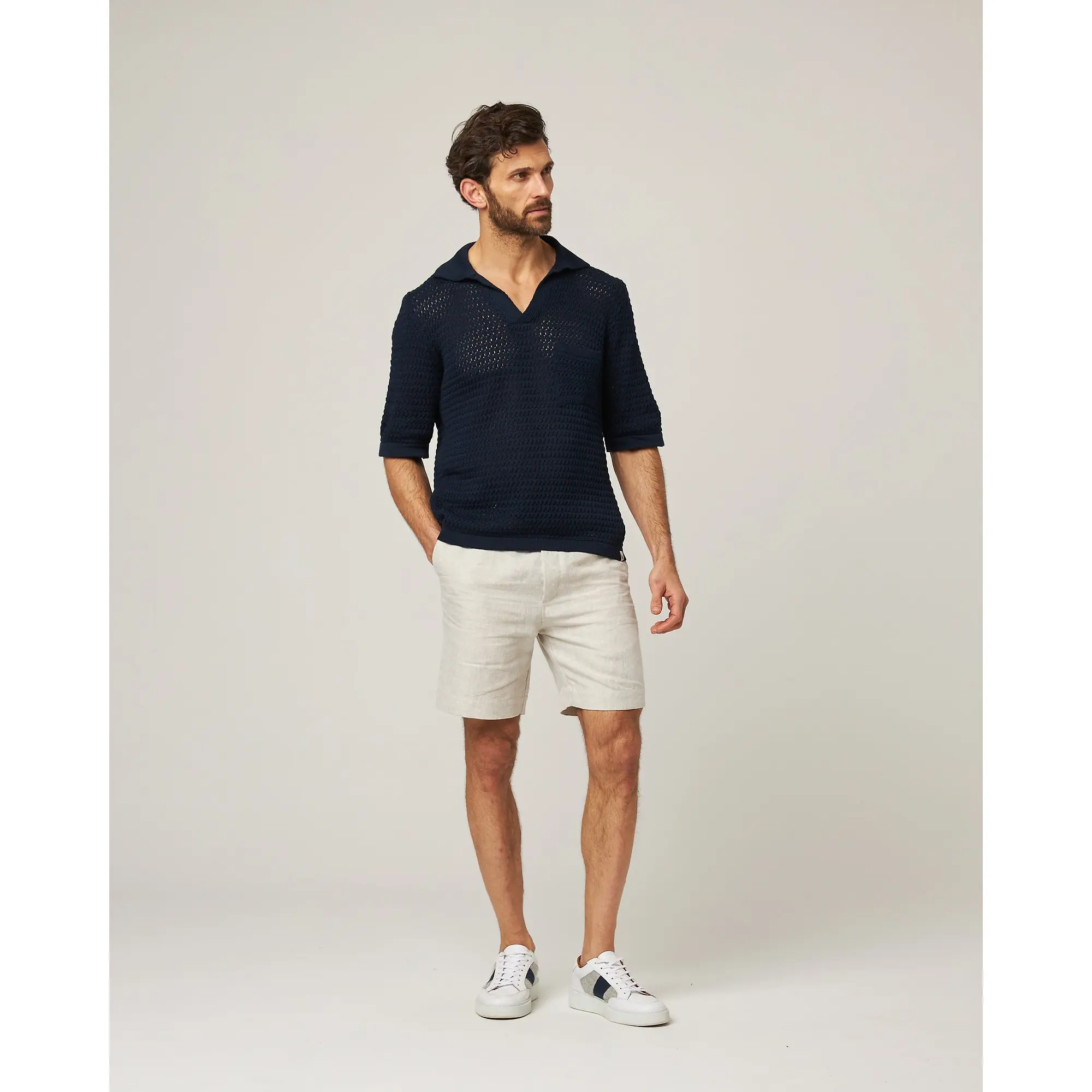 Product image 3 of 10 of Peregrine Men's Island Crochet Polo Shirt - Navy