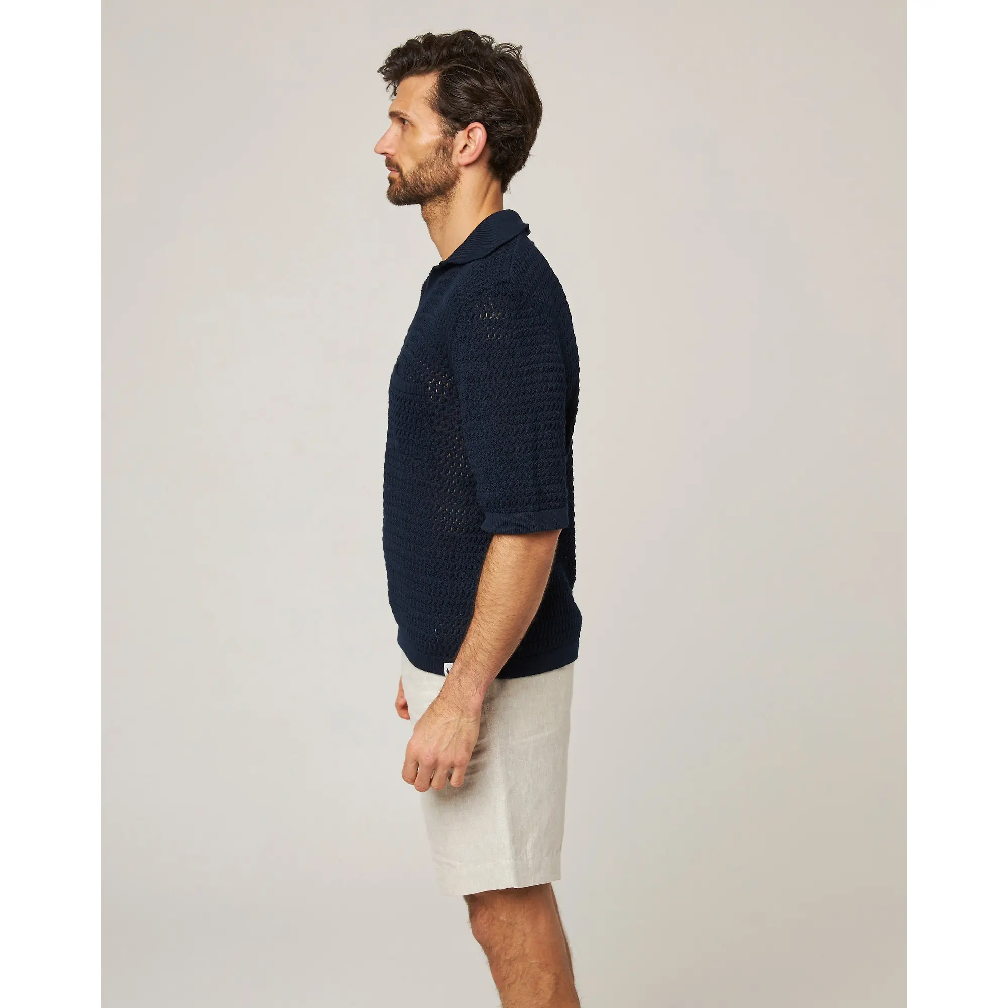 Product image 5 of 10 of Peregrine Men's Island Crochet Polo Shirt - Navy