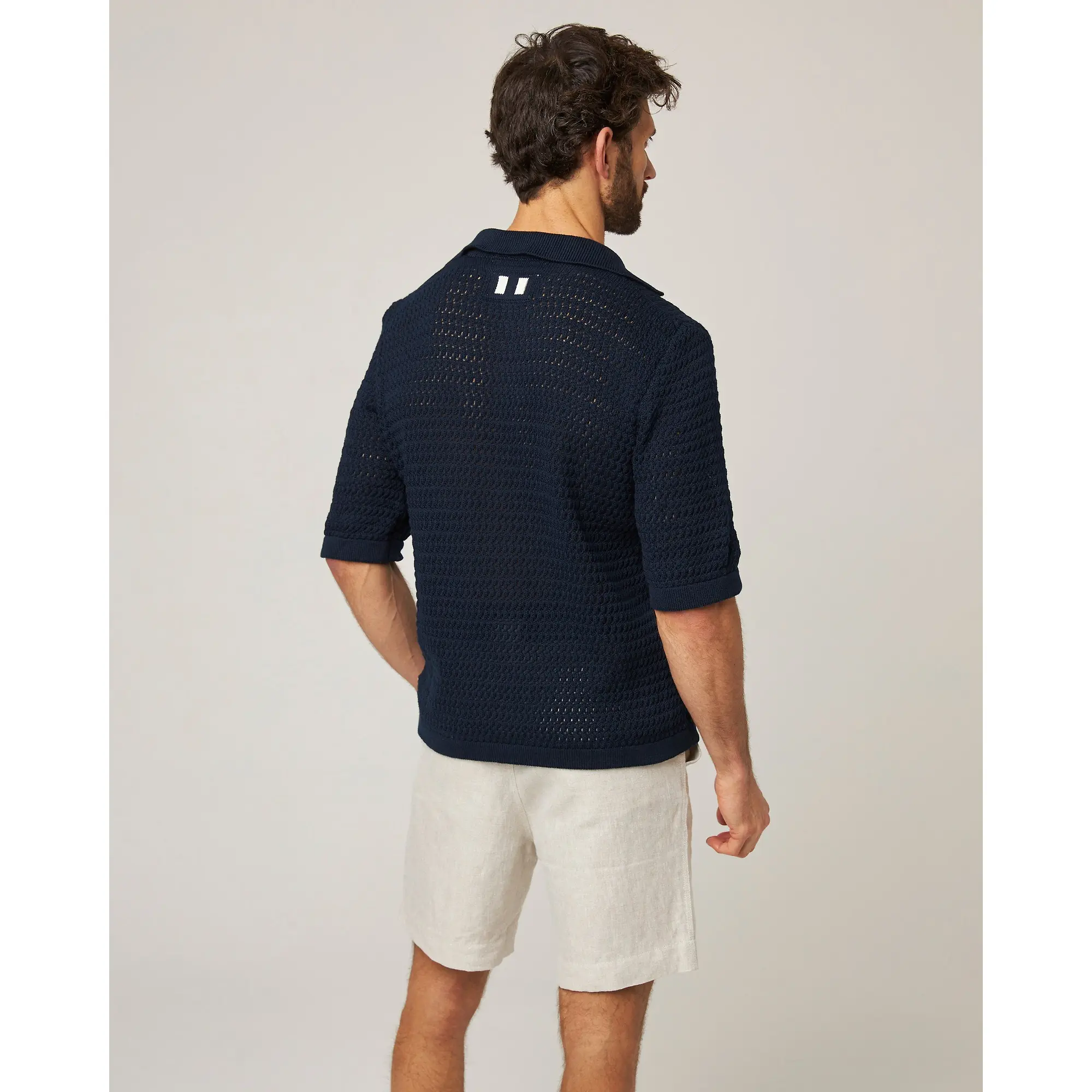 Product image 6 of 10 of Peregrine Men's Island Crochet Polo Shirt - Navy