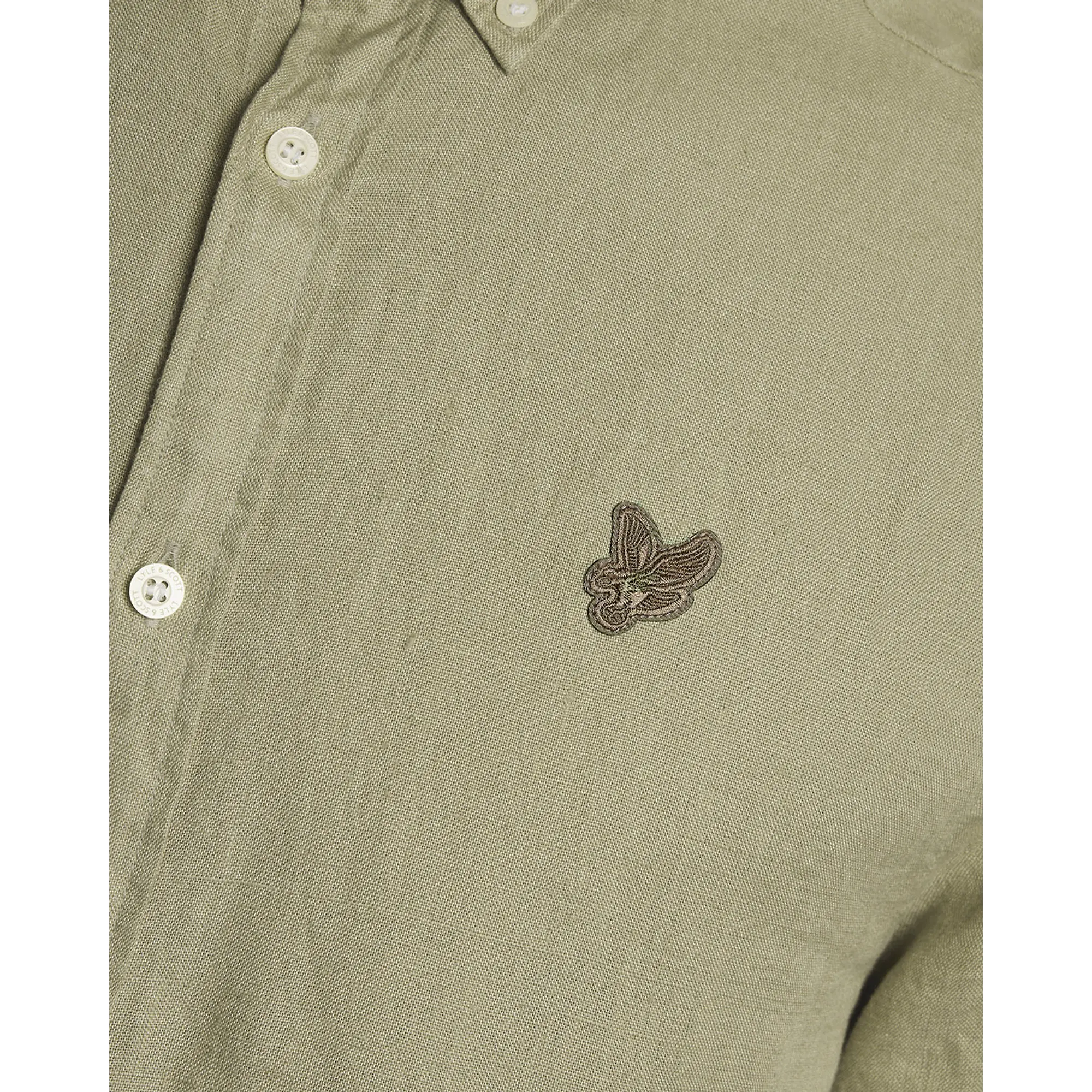 Product image 6 of 6 of Lyle & Scott Men's Short Sleeve Linen Shirt - Seagrass