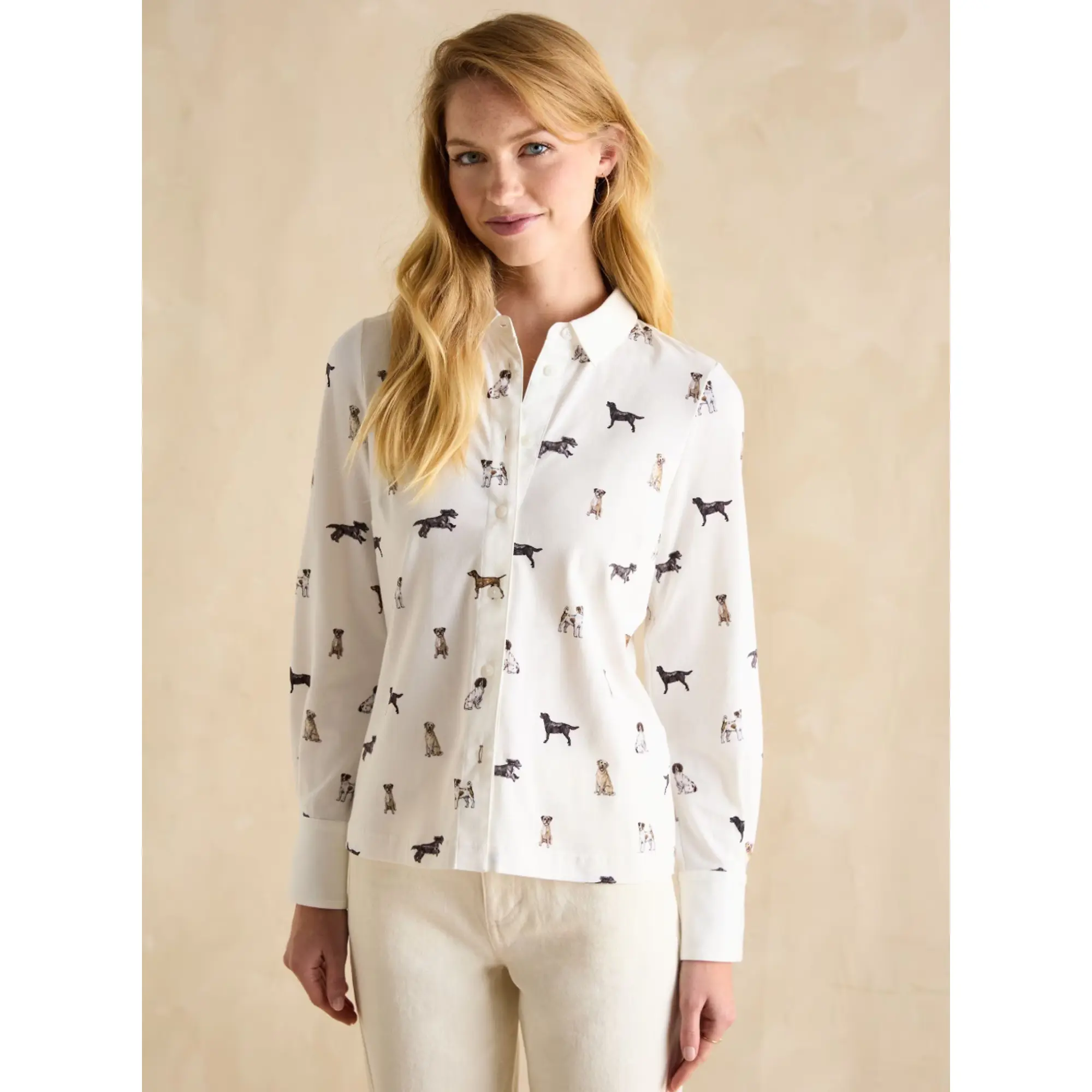 Product image 2 of 6 of Joules Women's Eleanor Tomlinson Jersey Shirt - Cream Dogs
