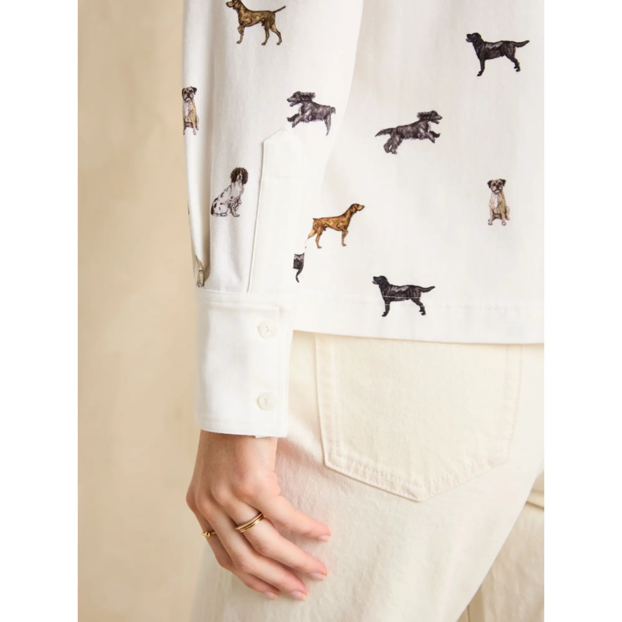 Product image 6 of 6 of Joules Women's Eleanor Tomlinson Jersey Shirt - Cream Dogs