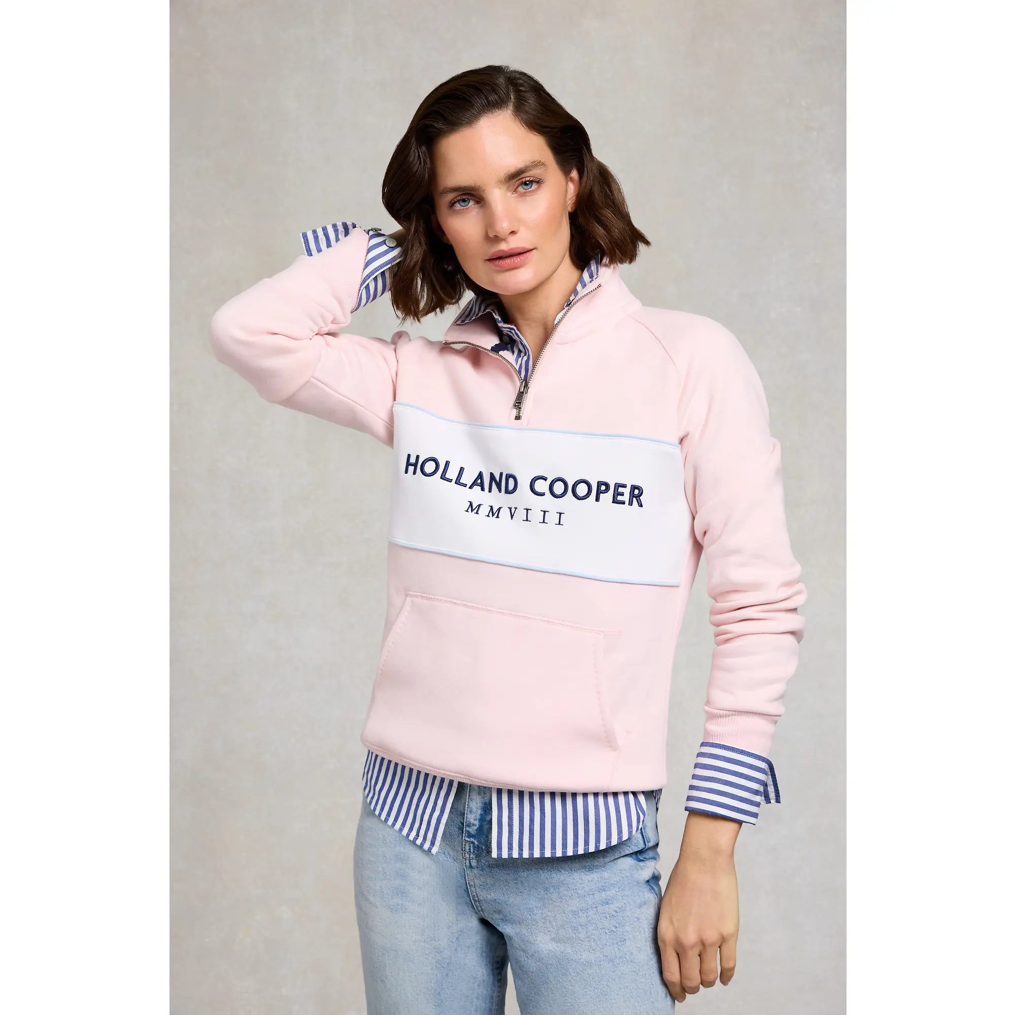 Product image 2 of 8 of Holland Cooper Women's Sporting Heritage Zip Henley - Pink