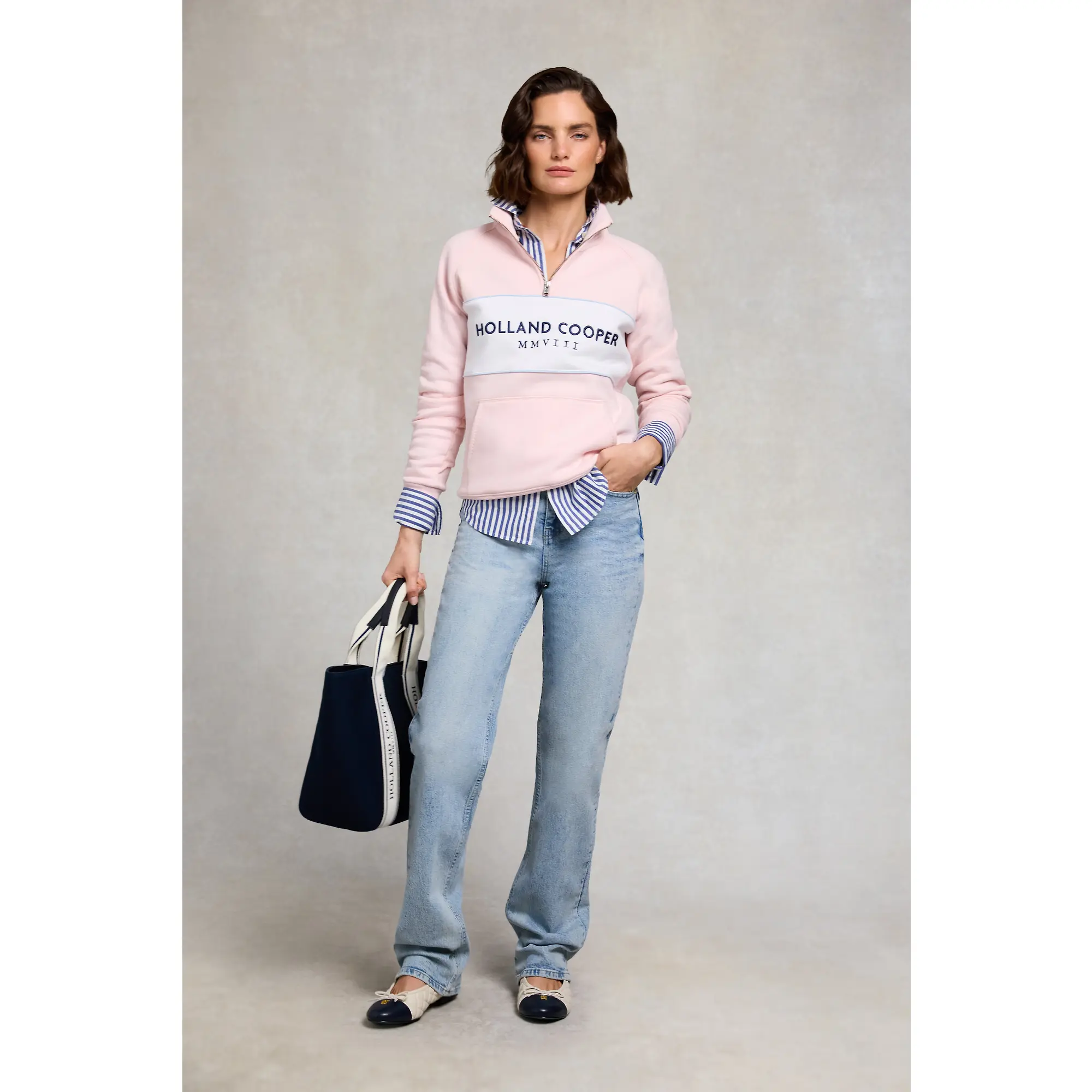 Product image 6 of 8 of Holland Cooper Women's Sporting Heritage Zip Henley - Pink
