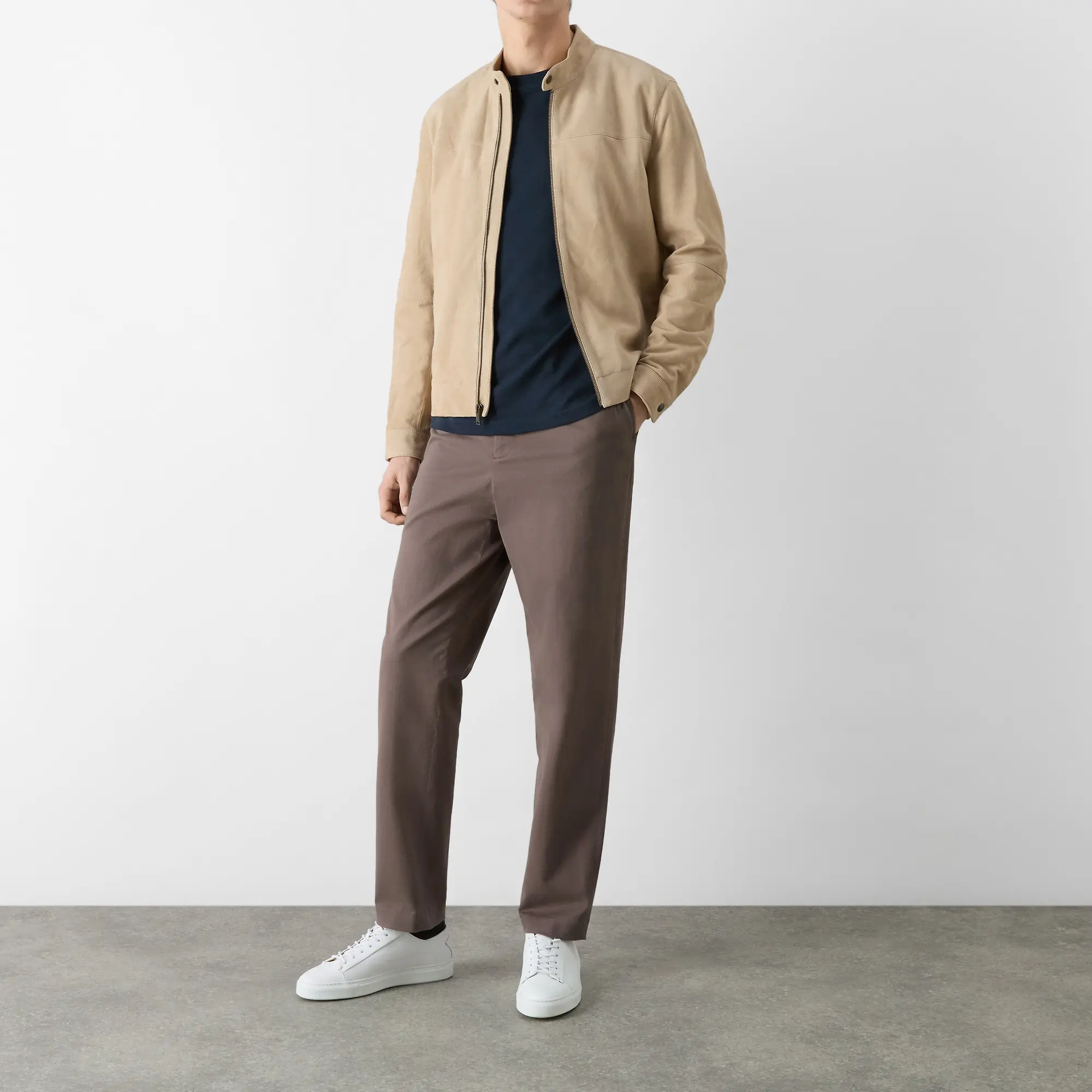 Product image 7 of 11 of Oliver Sweeney Men's Dimson Suede Biker Jacket - Sand