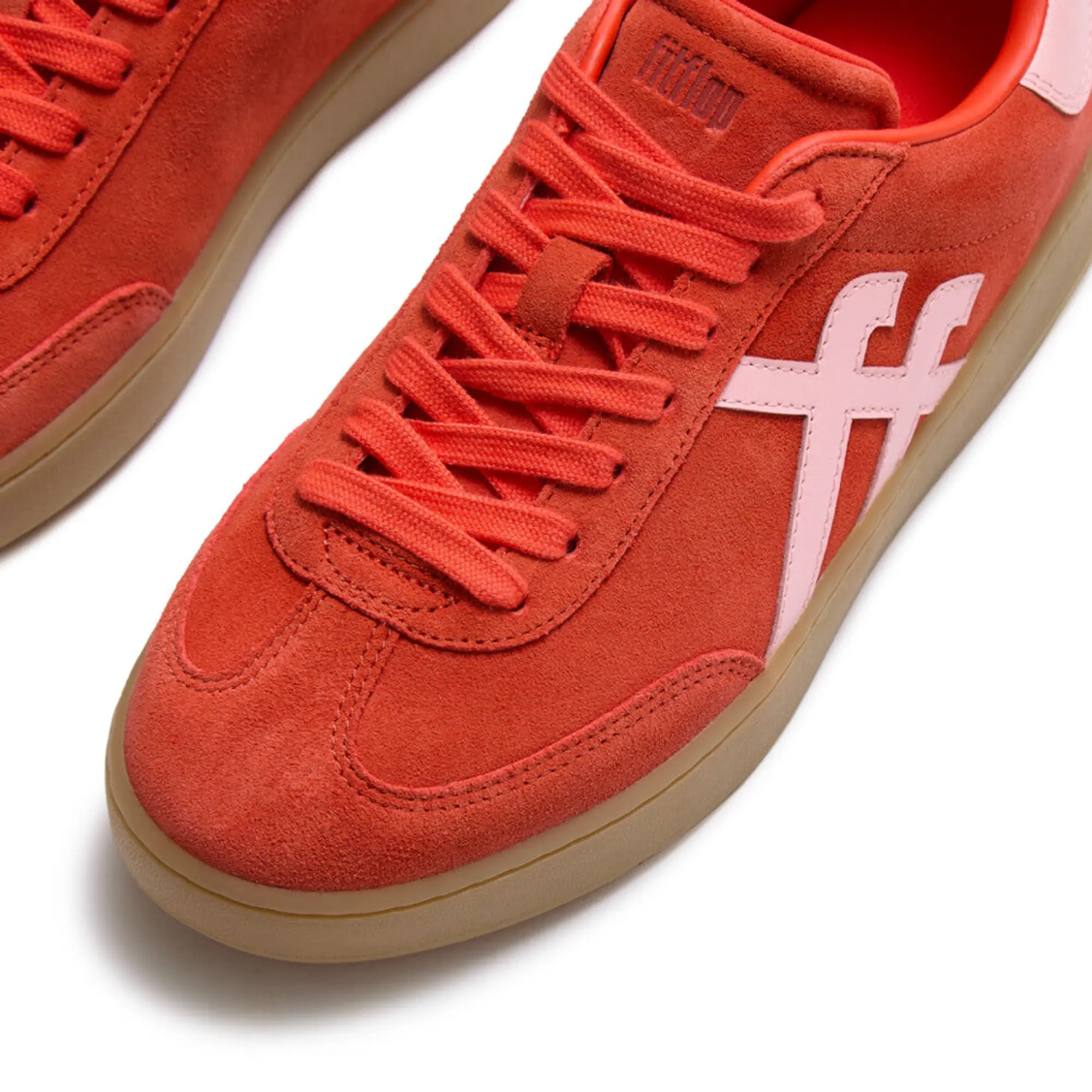 Product image 5 of 10 of FitFlop Women's The Dash FF T-Toe Suede Trainers - Cherry Tomato / Warm Pink