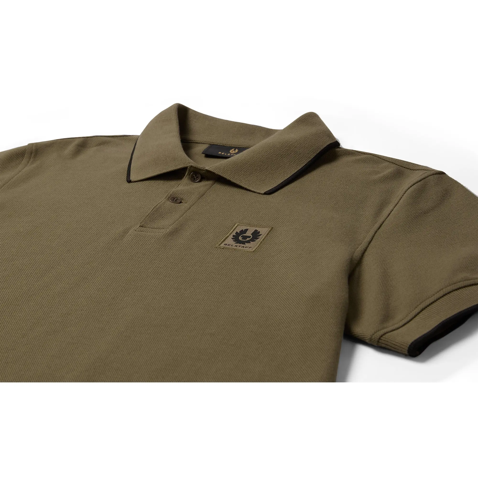 Product image 2 of 3 of Belstaff Men's Cotton Pique Tipped Polo Shirt - Khaki Green