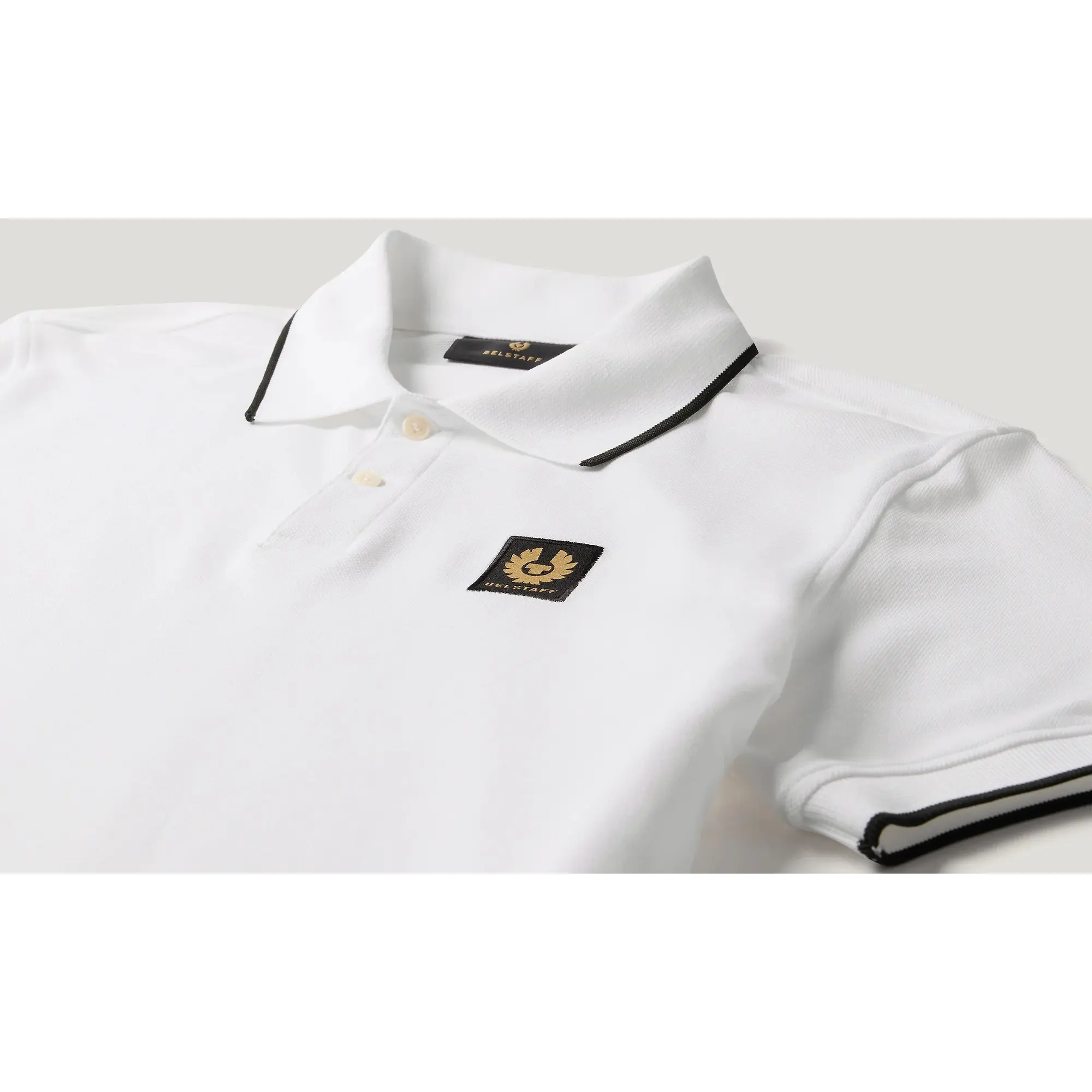 Product image 2 of 3 of Belstaff Men's Cotton Pique Tipped Polo Shirt - White