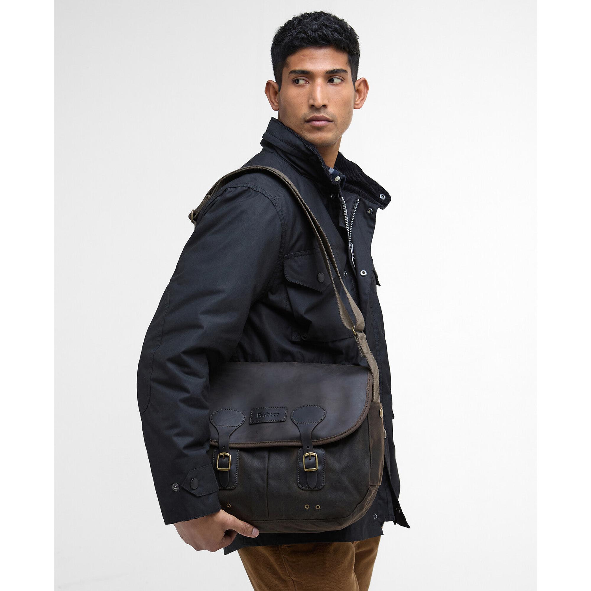 Barbour Wax Leather Tarras Bag - Olive | British Attire