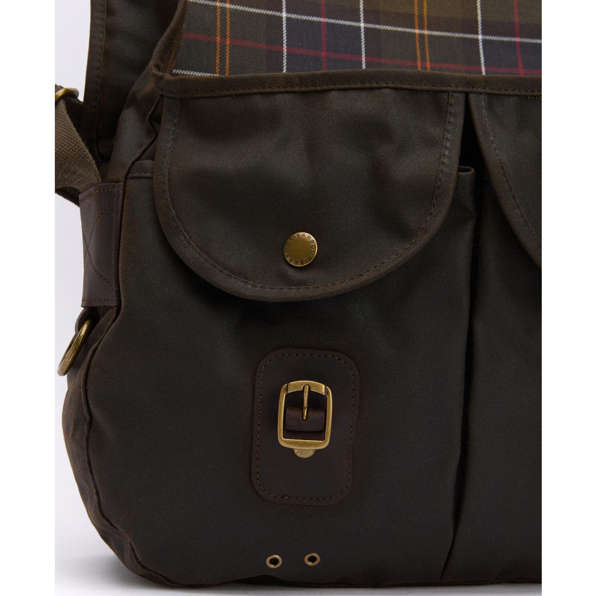 Barbour Wax Leather Tarras Bag - Olive | British Attire