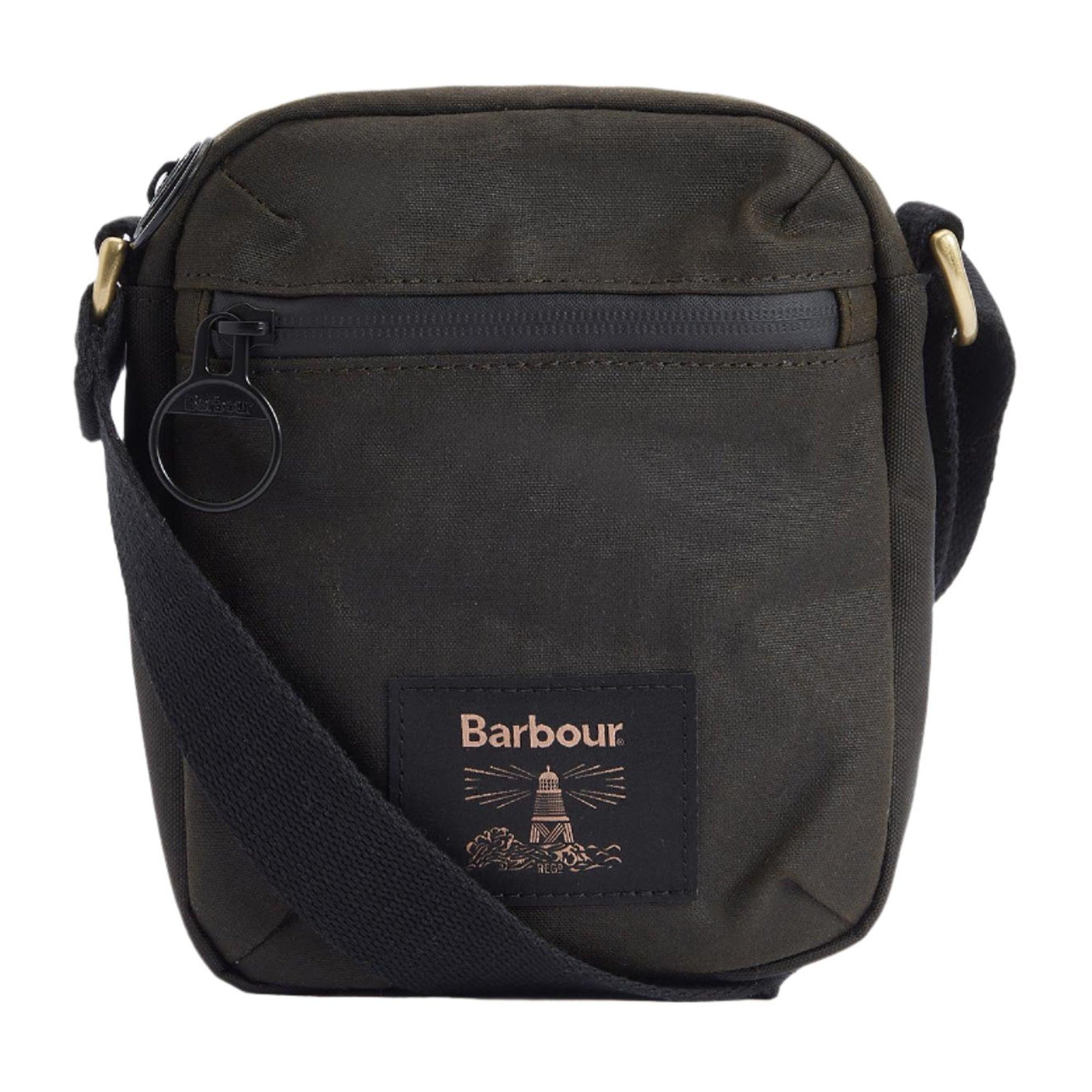 Barbour WW ブラックボディバッグ Barbour Field Waxed Crossbody Bag - Olive/Black | British Attire