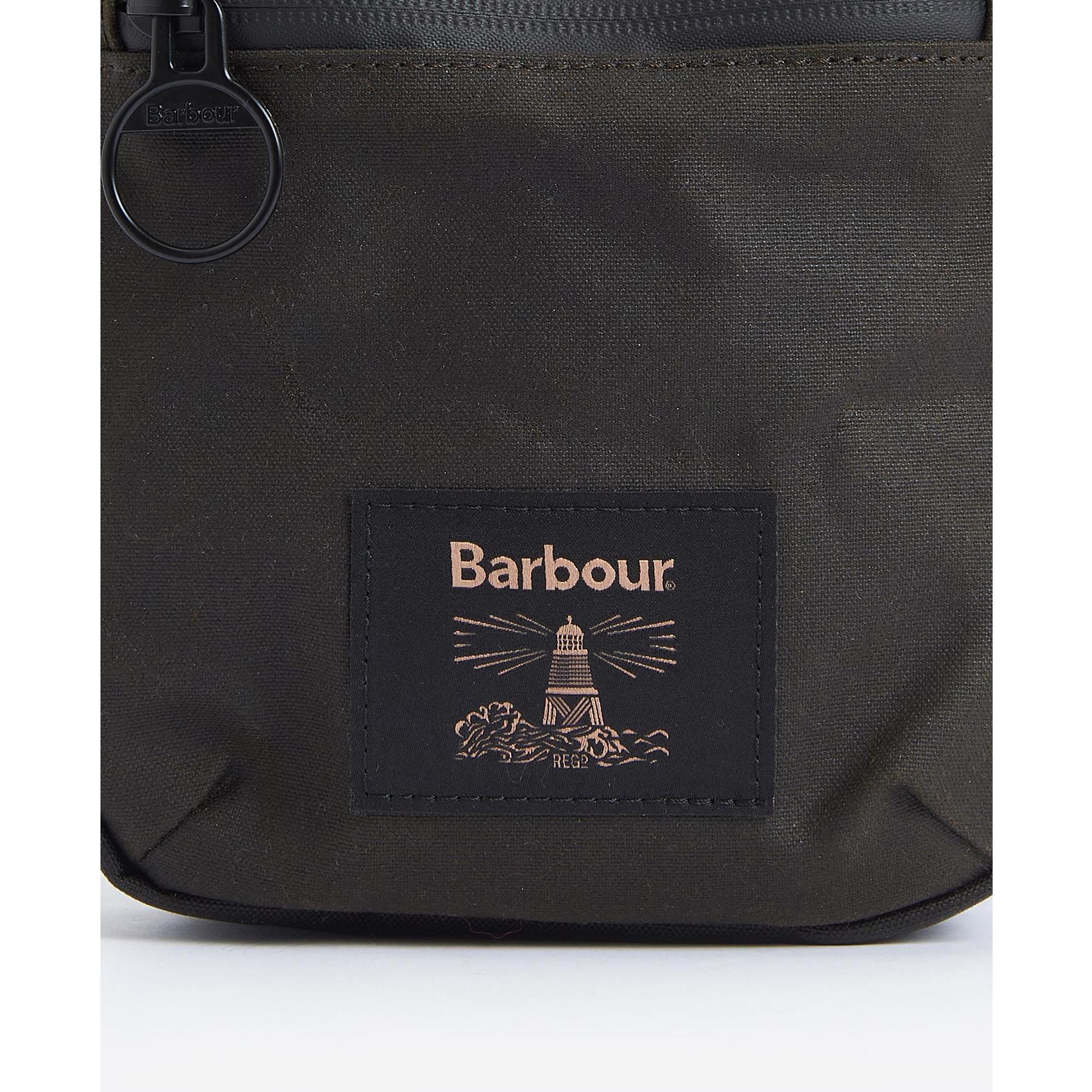 Barbour Field Waxed Crossbody Bag - Olive/Black | British Attire