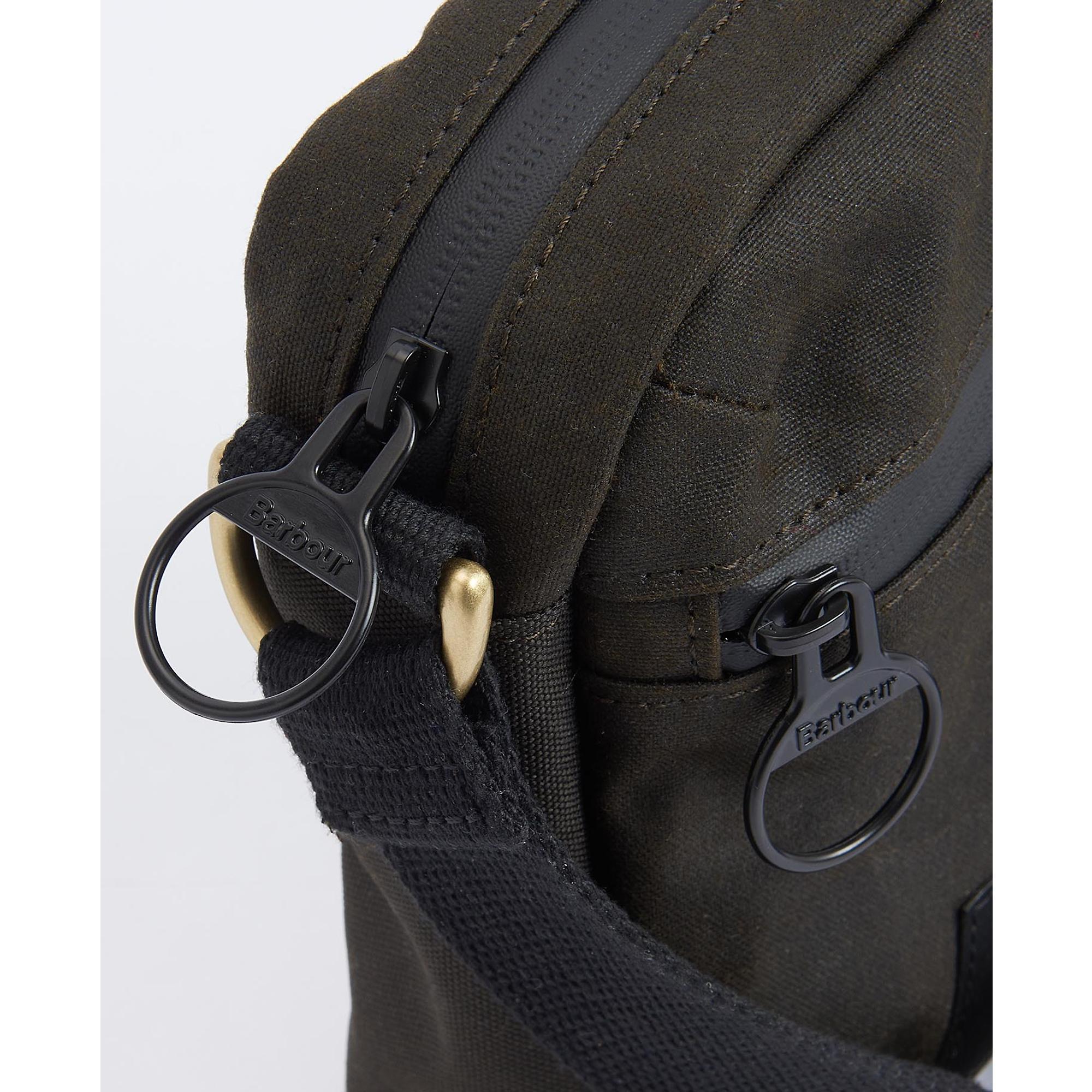Barbour Field Waxed Crossbody Bag - Olive/Black | British Attire