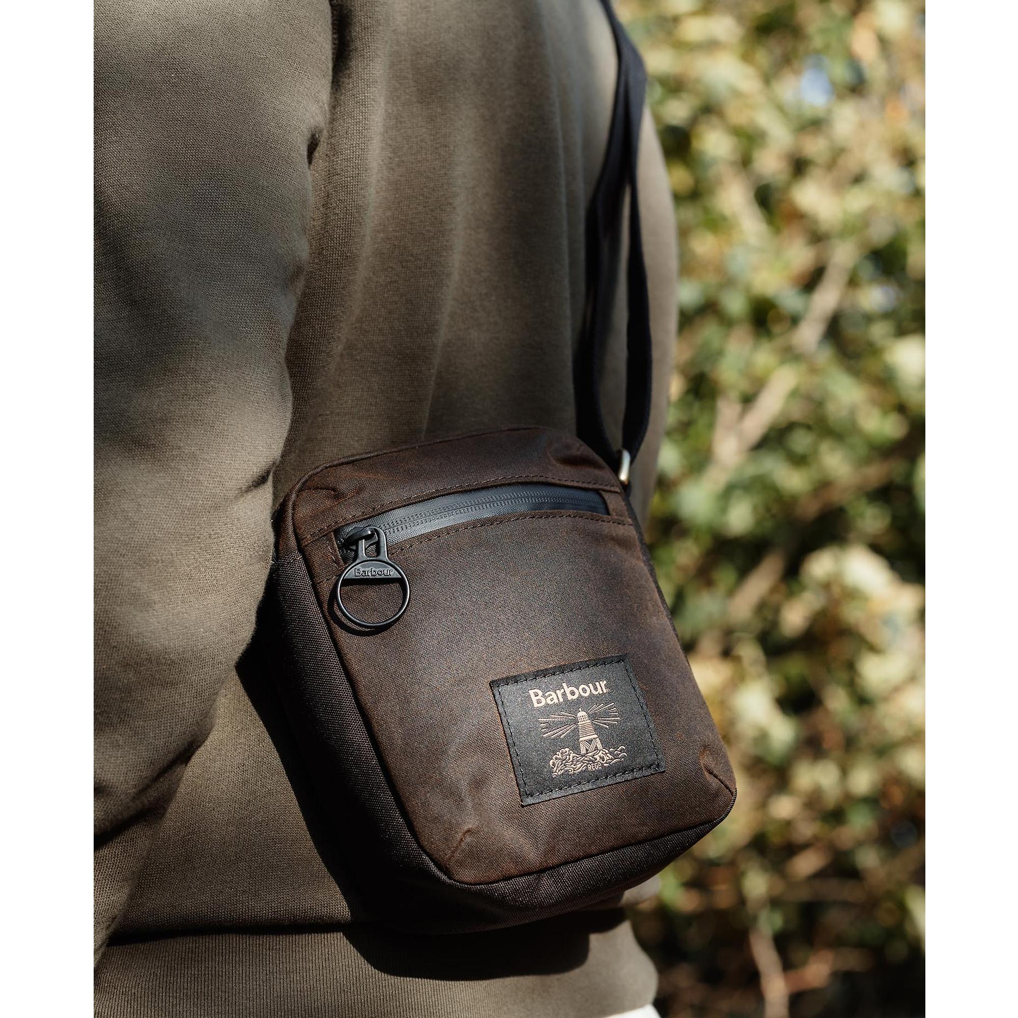 Barbour Field Waxed Crossbody Bag - Olive/Black | British Attire