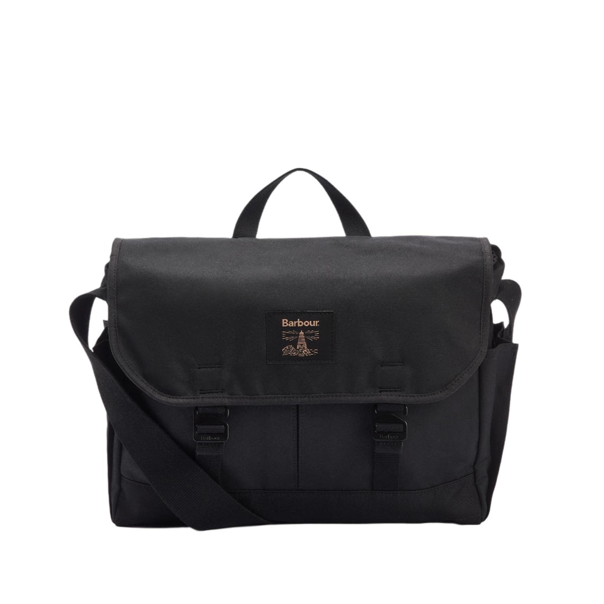 Barbour Field Waxed Satchel - Black | British Attire