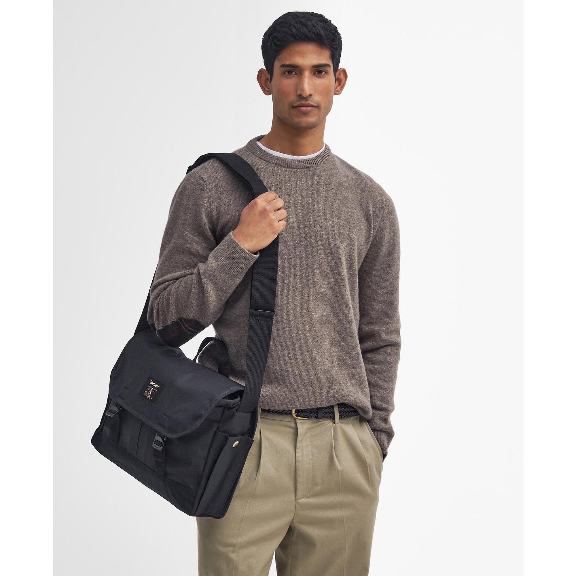 Barbour Field Waxed Satchel - Black | British Attire