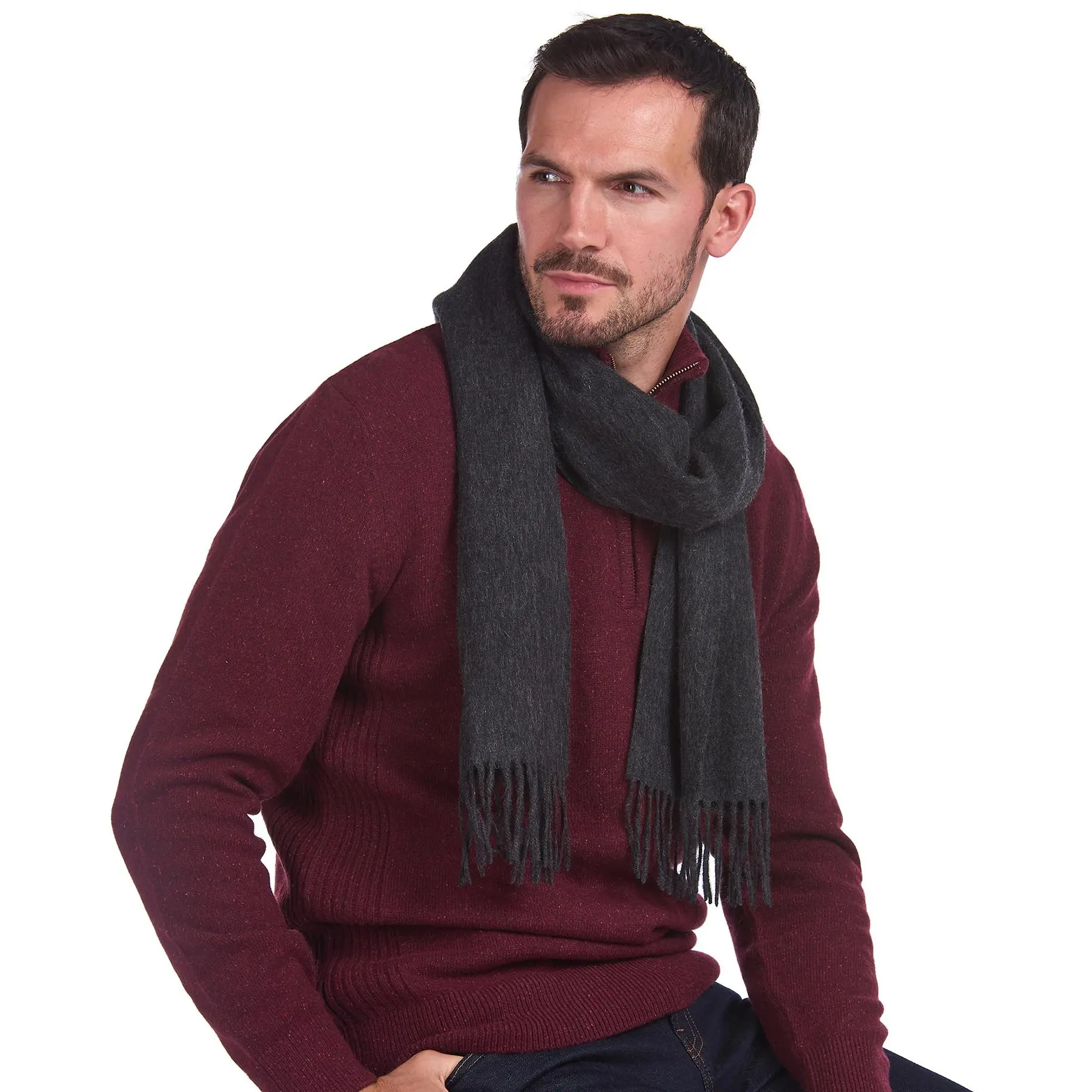 Product image 2 of 4 of Barbour Plain Lambswool Scarf - Charcoal/Grey