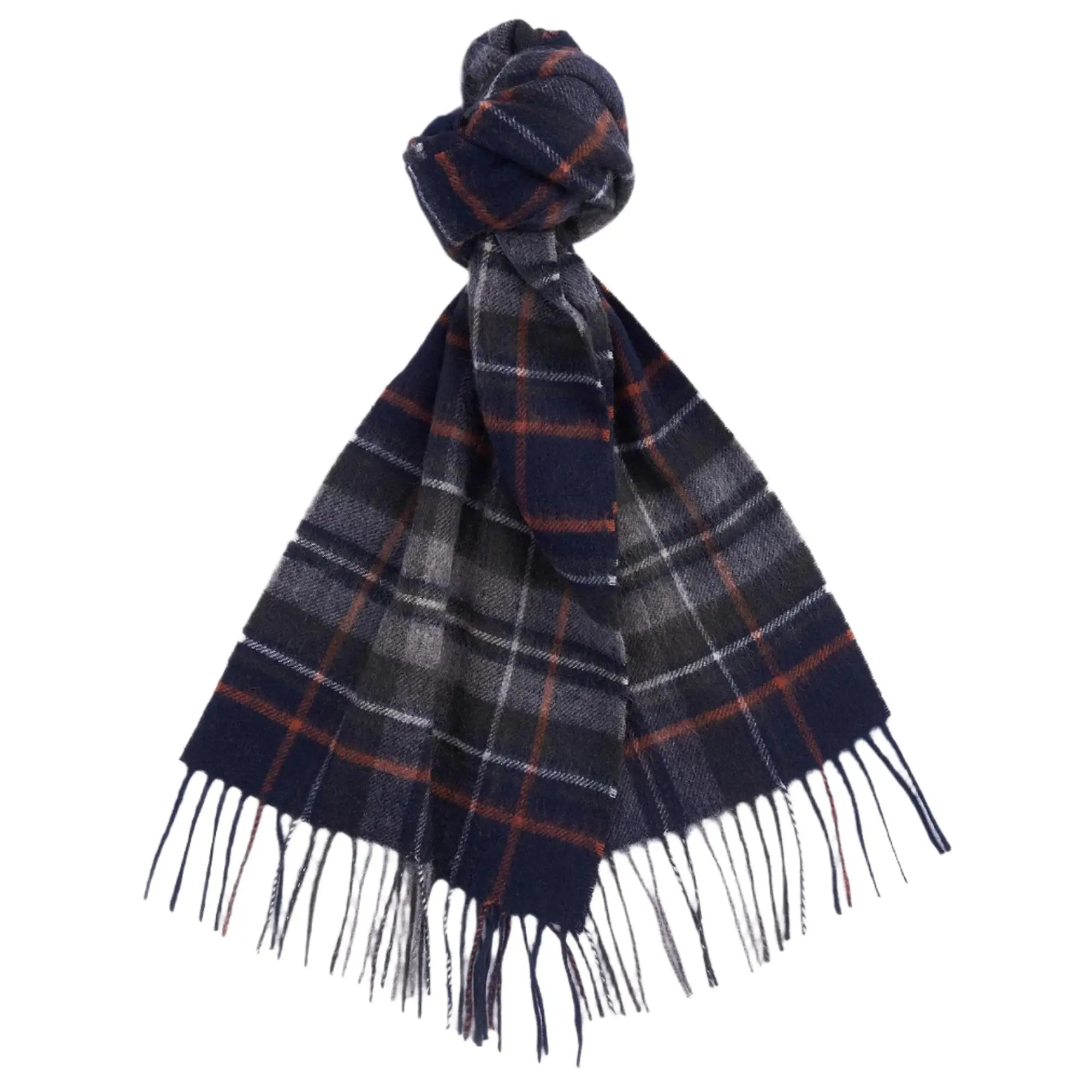 Product image 1 of 5 of Barbour New Check Tartan Scarf - Lambswool & Cashmere Mix - Navy/Dark Ginger
