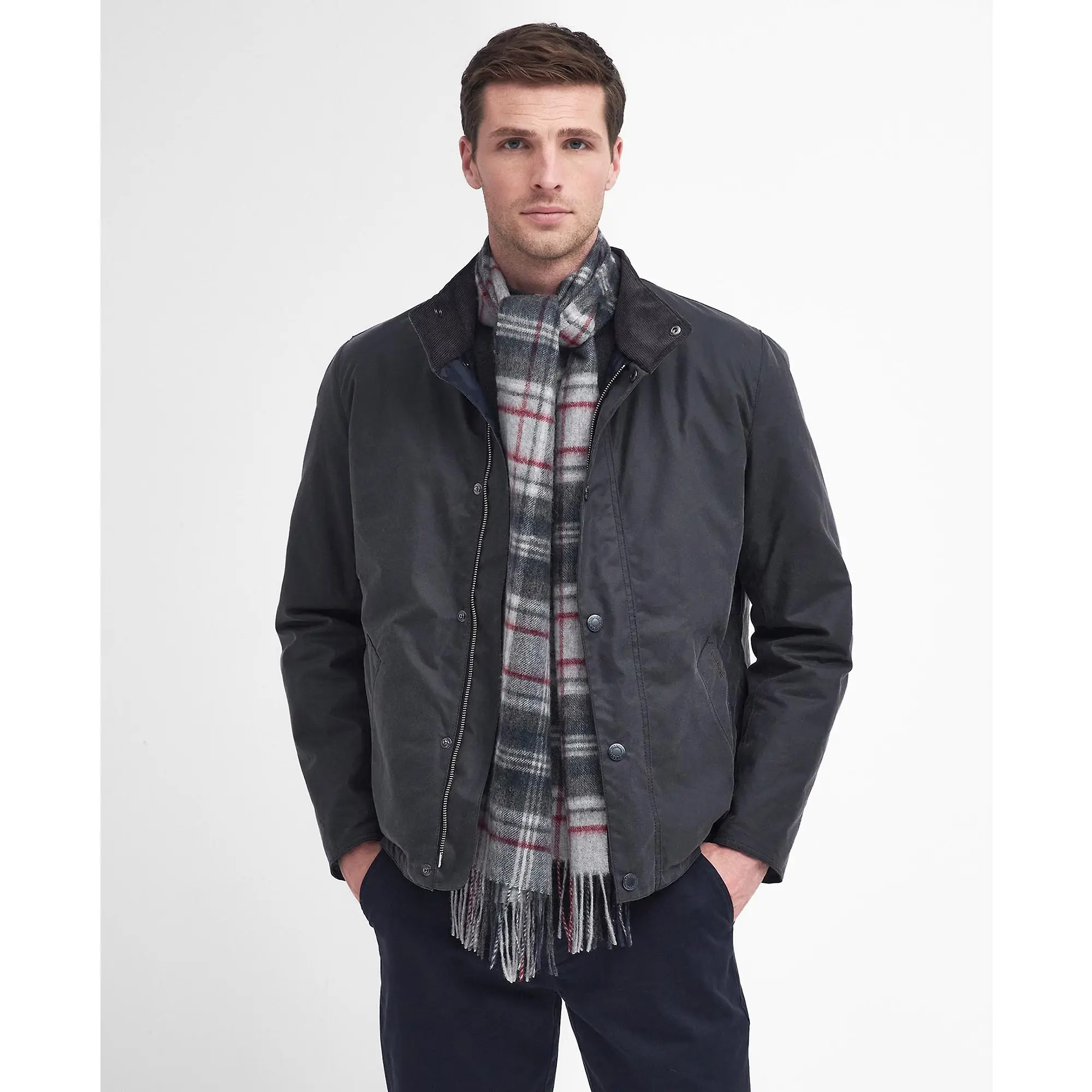 Product image 2 of 5 of Barbour New Check Tartan Scarf - Lambswool & Cashmere Mix - Blue Granite