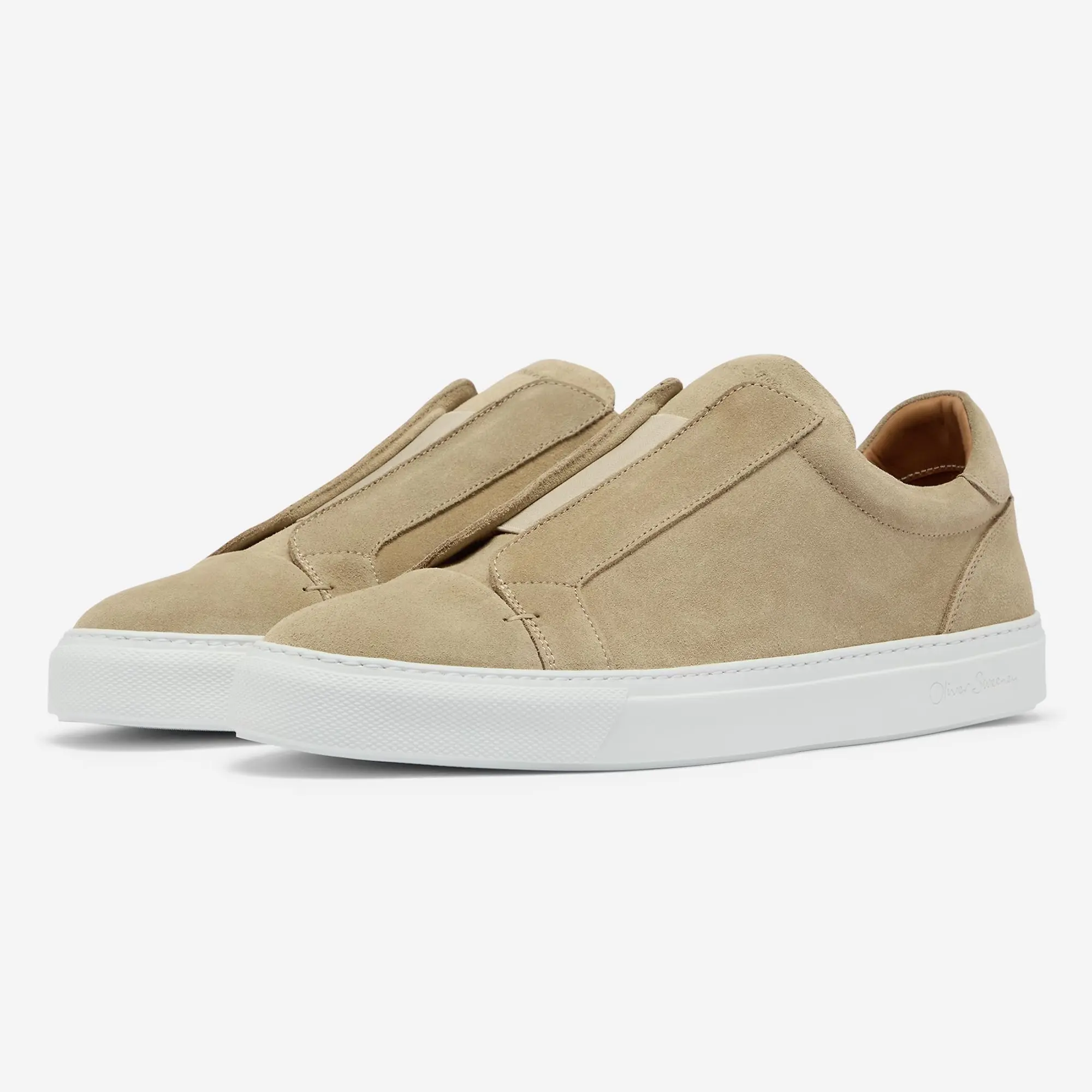 Product image 2 of 5 of Oliver Sweeney Men's Valezim Perforated Calf Suede Slip-on Trainers - Sand