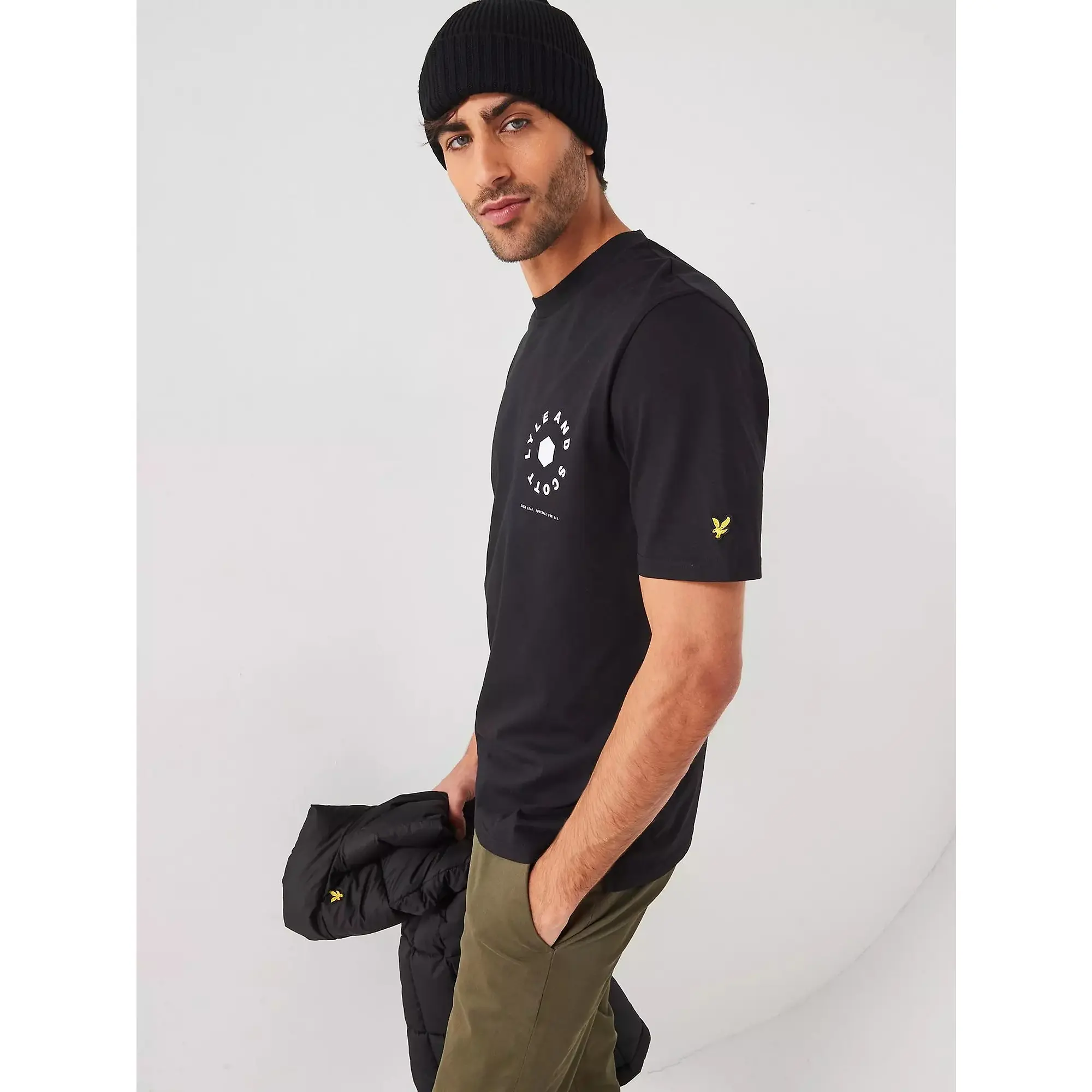 Product image 3 of 5 of Lyle & Scott Men's Football Wheel Graphic T-Shirt - Jet Black