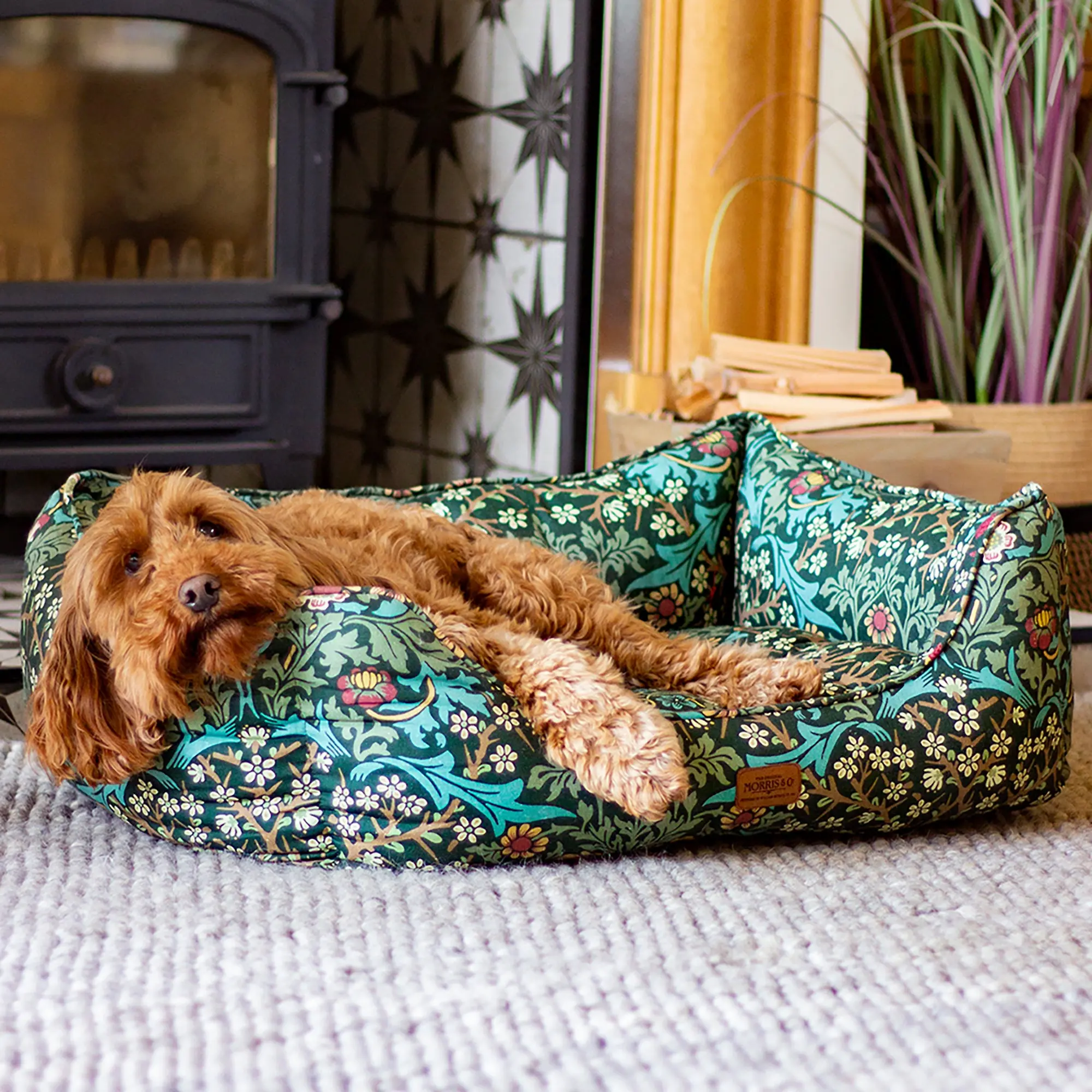 Product image 3 of 7 of William Morris Square Dog Bed - Blackthorn Print
