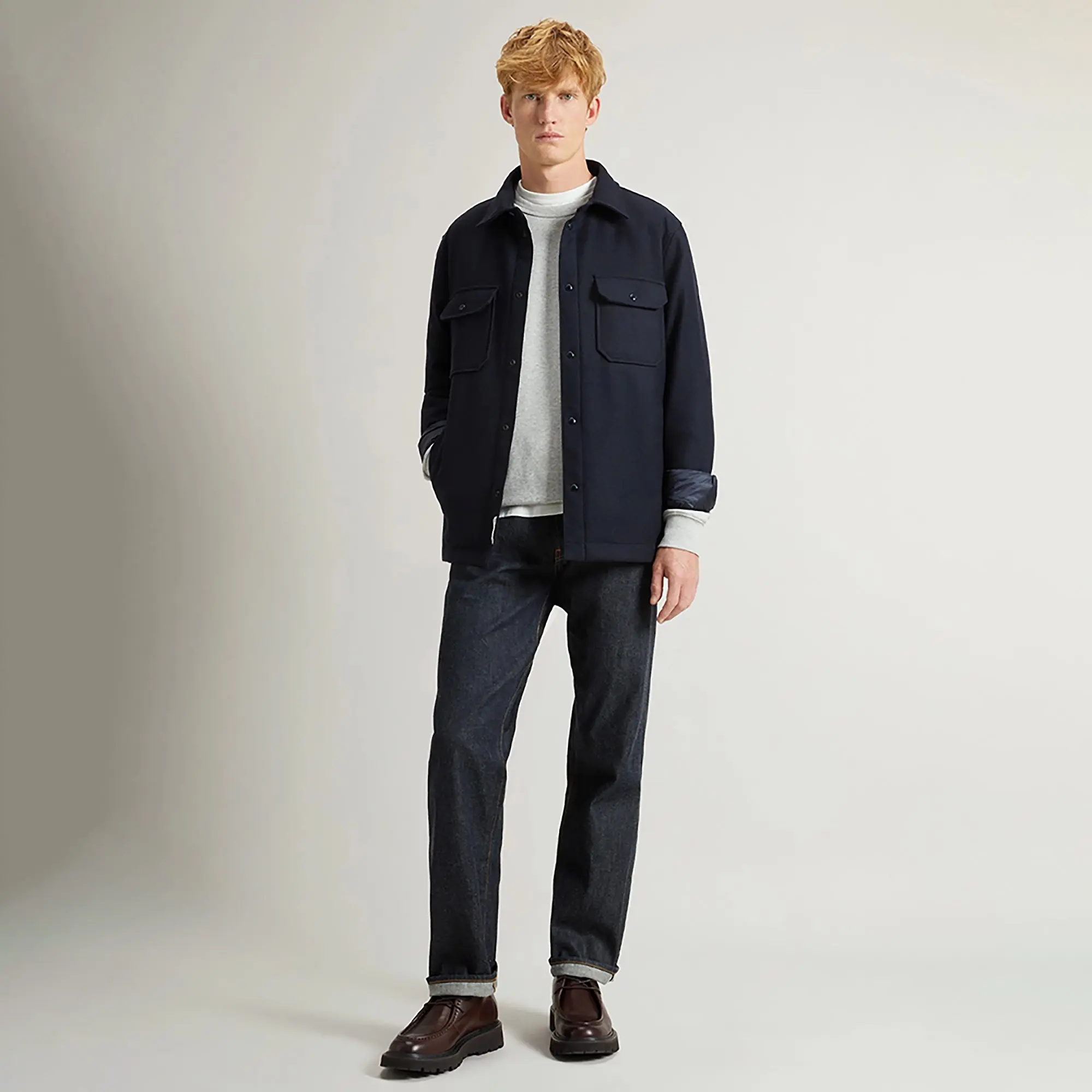 Product image 3 of 9 of Woolrich Men's Alaskan Padded Overshirt - Melton Blue