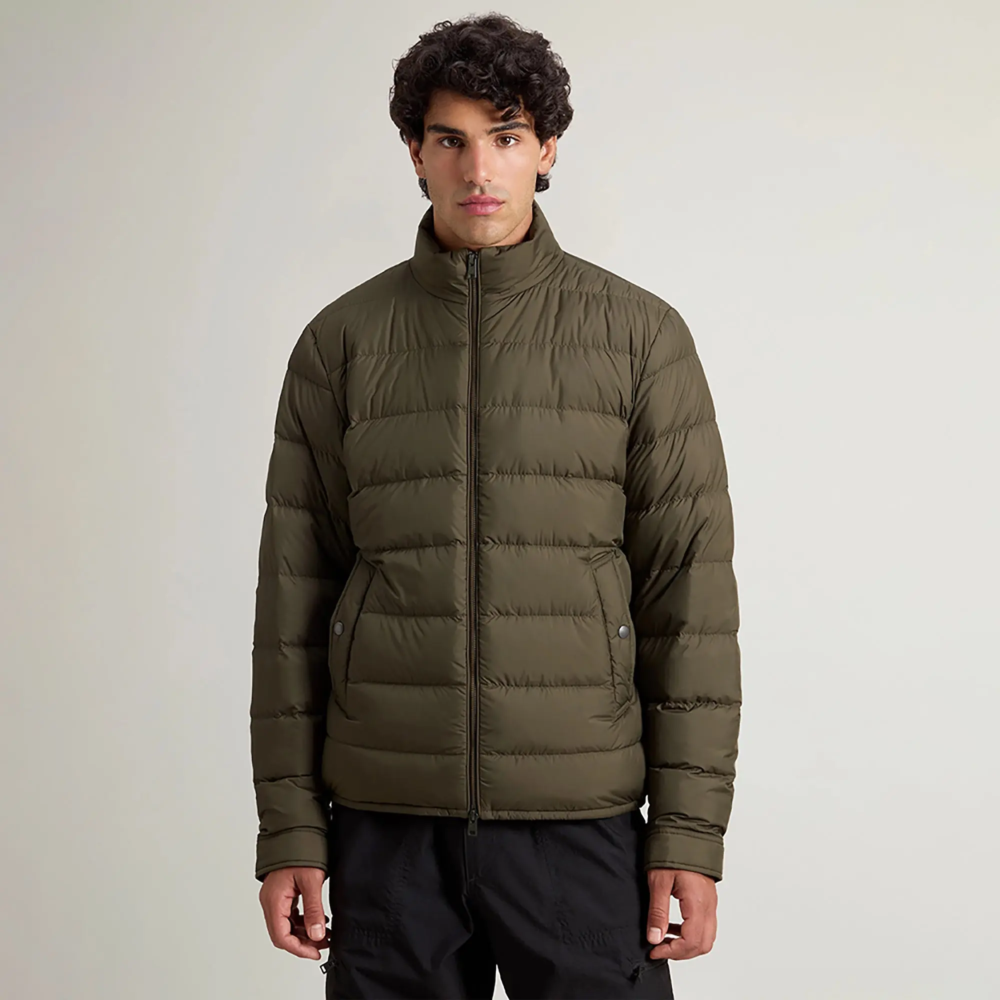 Product image 2 of 9 of Woolrich Men's Lightweight Microfibre Down Jacket - Dark Green