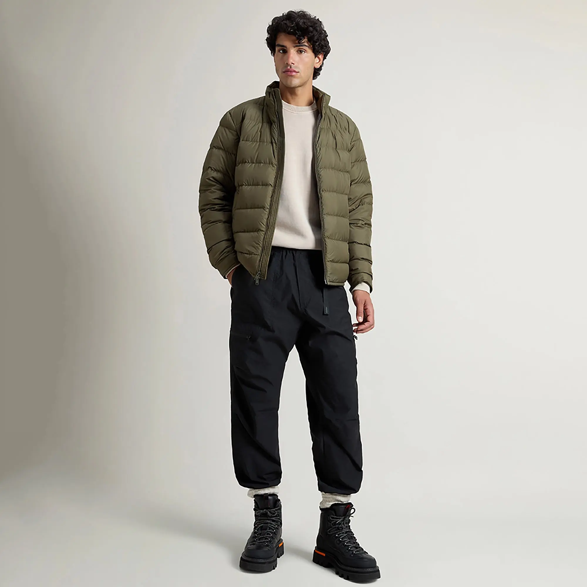 Product image 3 of 9 of Woolrich Men's Lightweight Microfibre Down Jacket - Dark Green