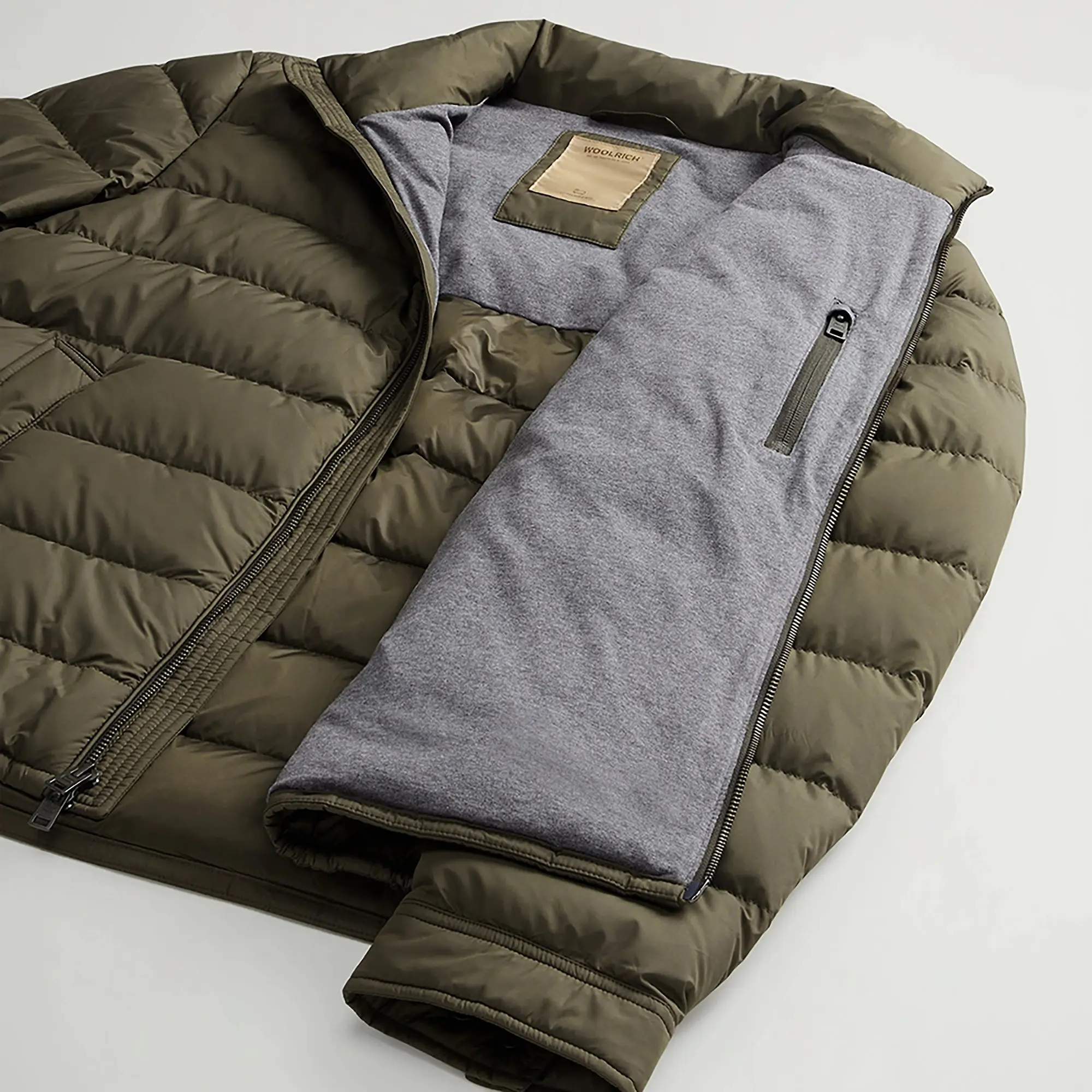 Product image 9 of 9 of Woolrich Men's Lightweight Microfibre Down Jacket - Dark Green