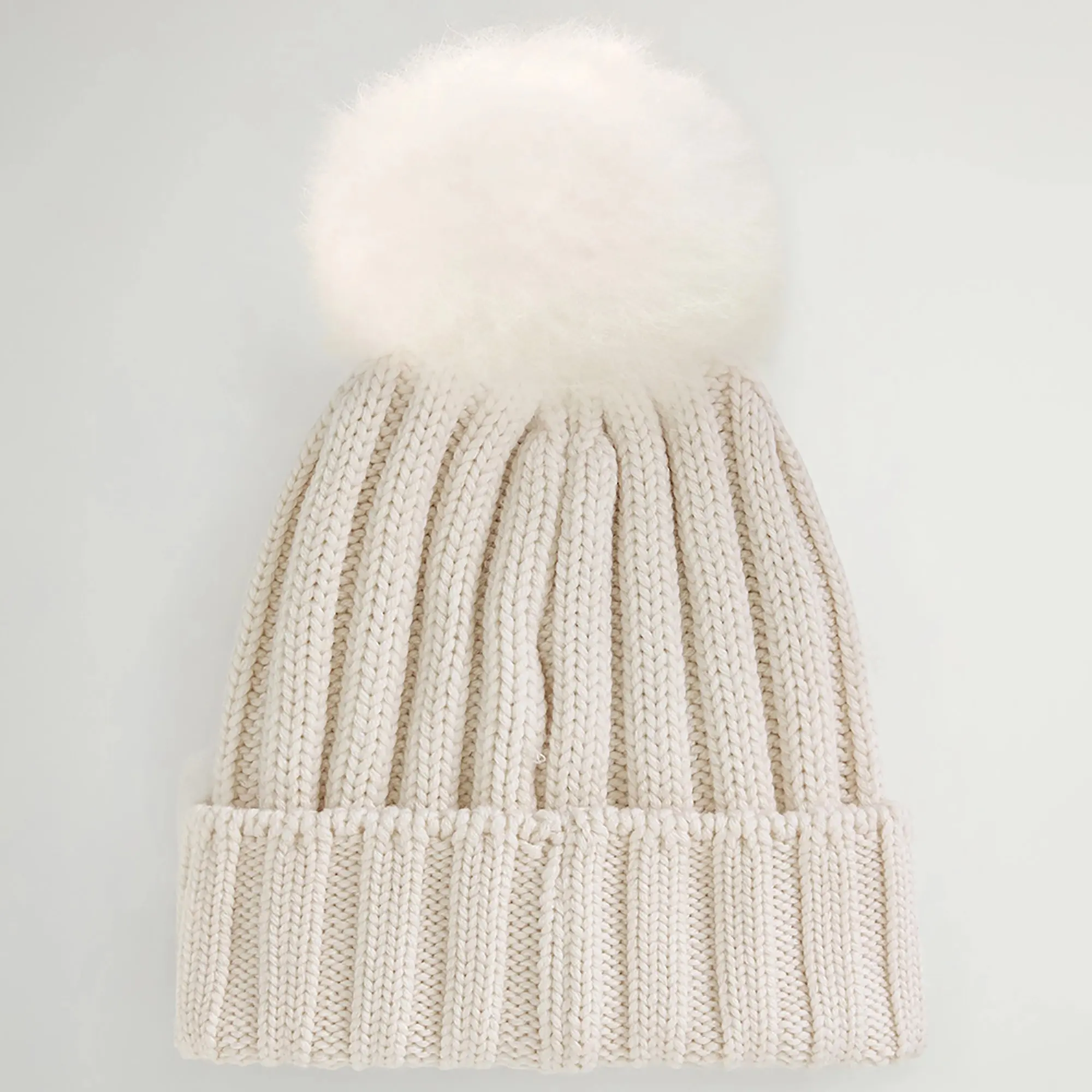 Product image 3 of 5 of Woolrich Women's Cashmere Pom-Pom Beanie - Milky Cream