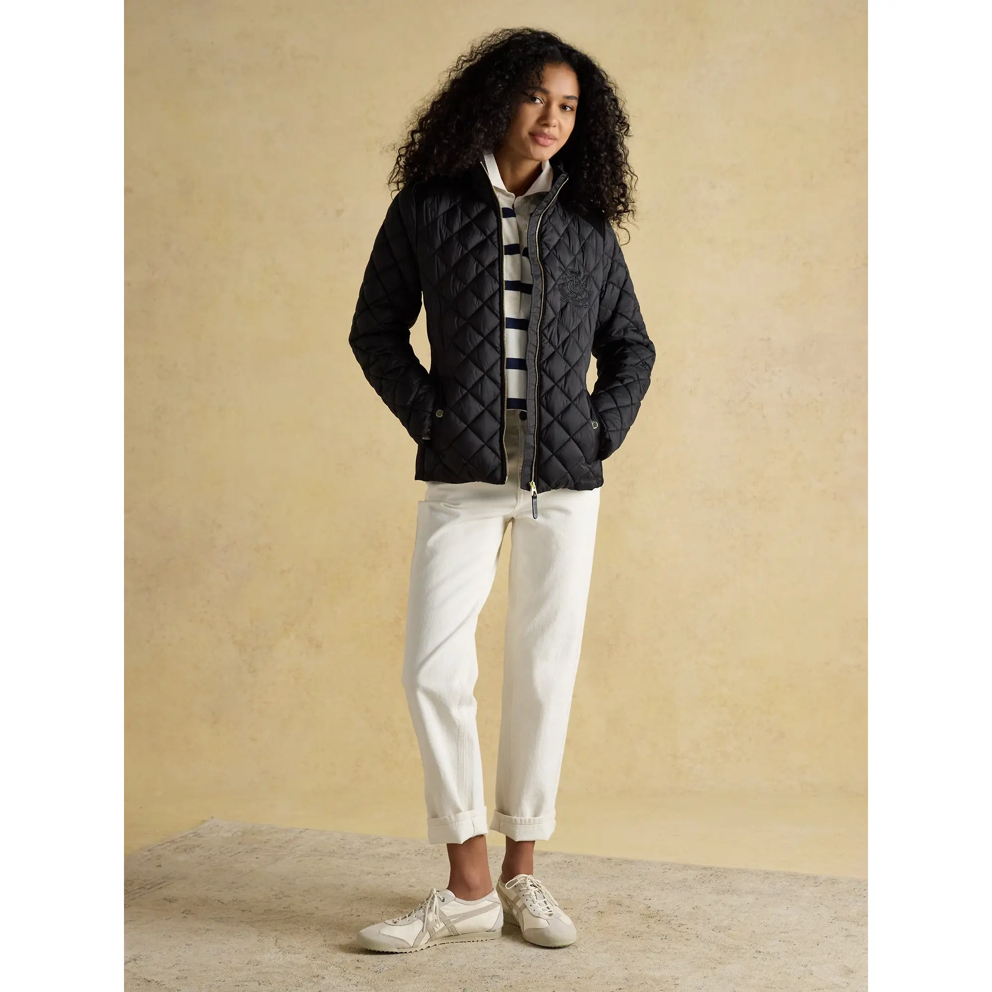 Product image 5 of 8 of Joules Women's Braemar Luxe Showerproof Diamond Quilted Coat - Black