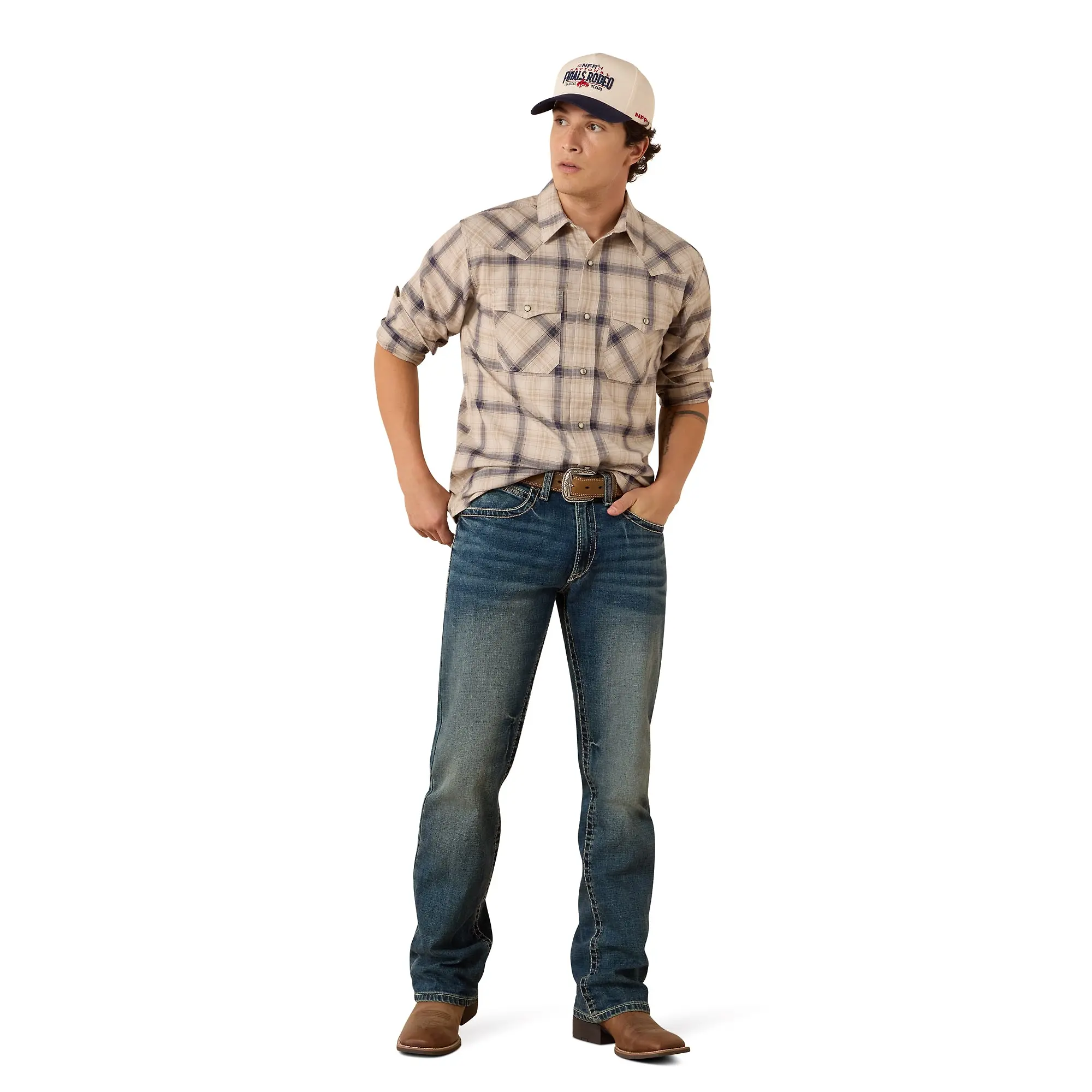 Product image 2 of 4 of Ariat Men's Retro Hudde Fitted Western Snap Shirt - Peyote Plaid